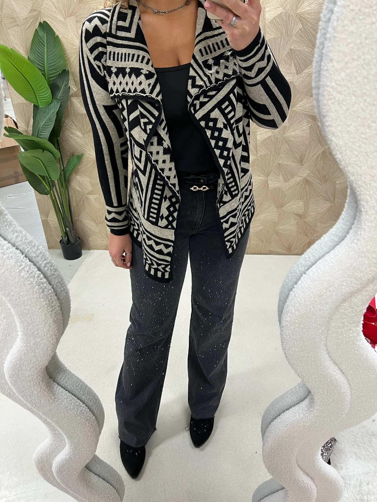 Aztec Cardigan - Black - Image 2