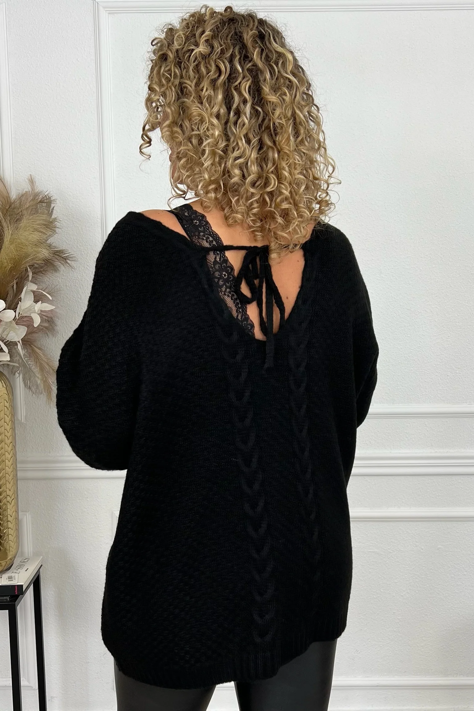 Braid Strik Back Sweater - Black - Image 2