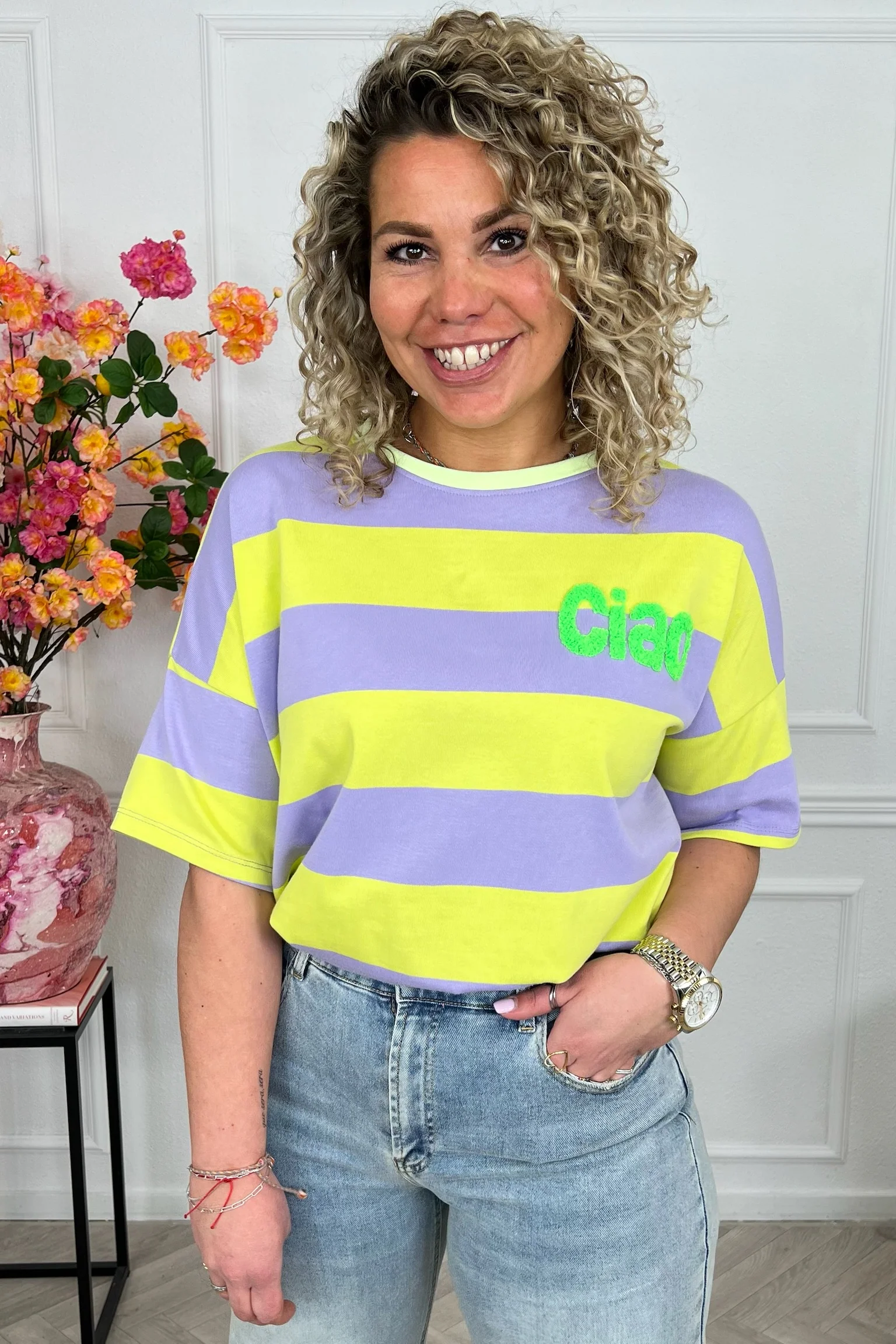 Ciao Bella Striped Shirt - Lila/Lime/Yellow - Image 4