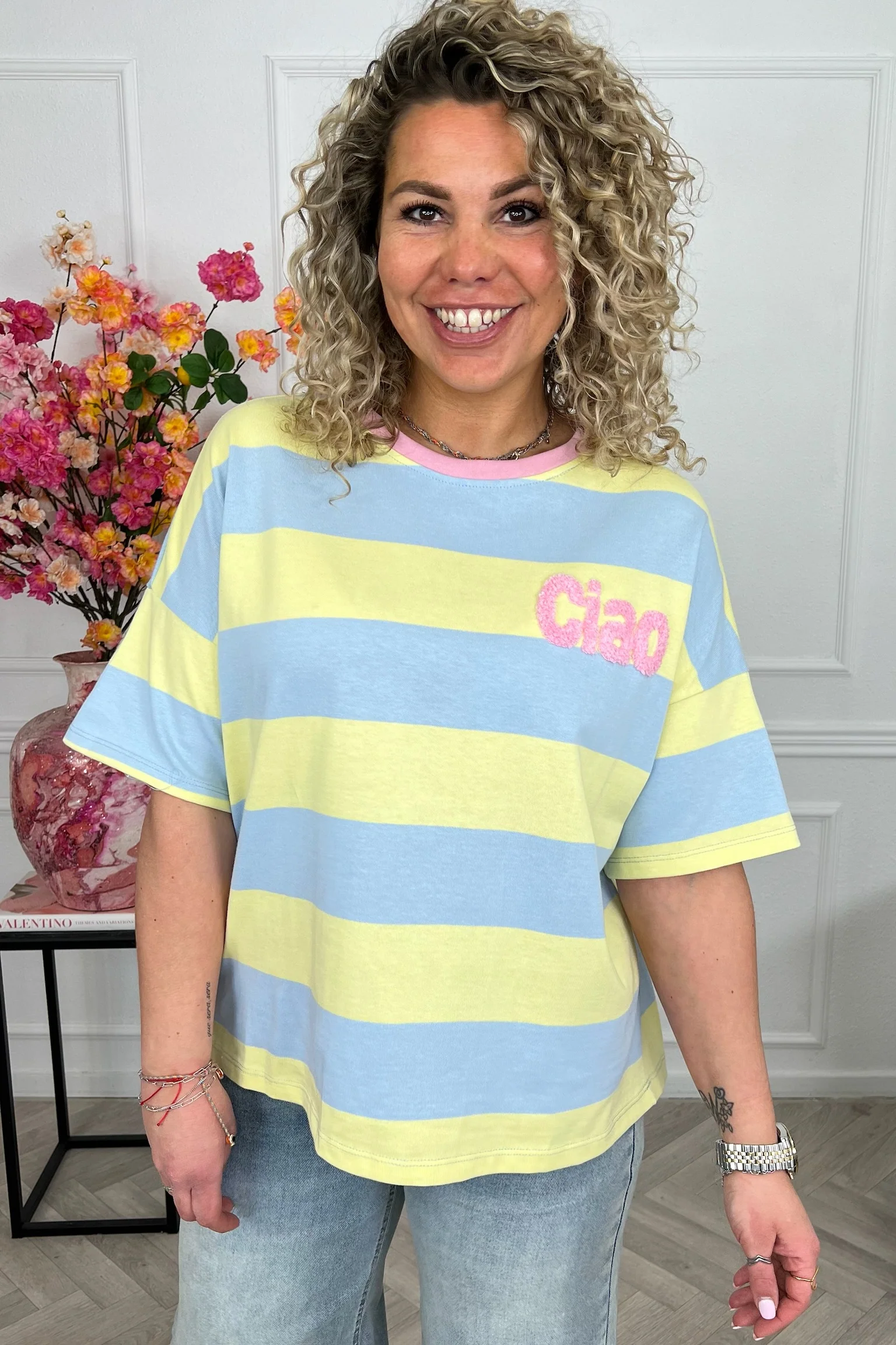 Ciao Bella Striped Shirt - Yellow/Light Blue/Pink - Image 4