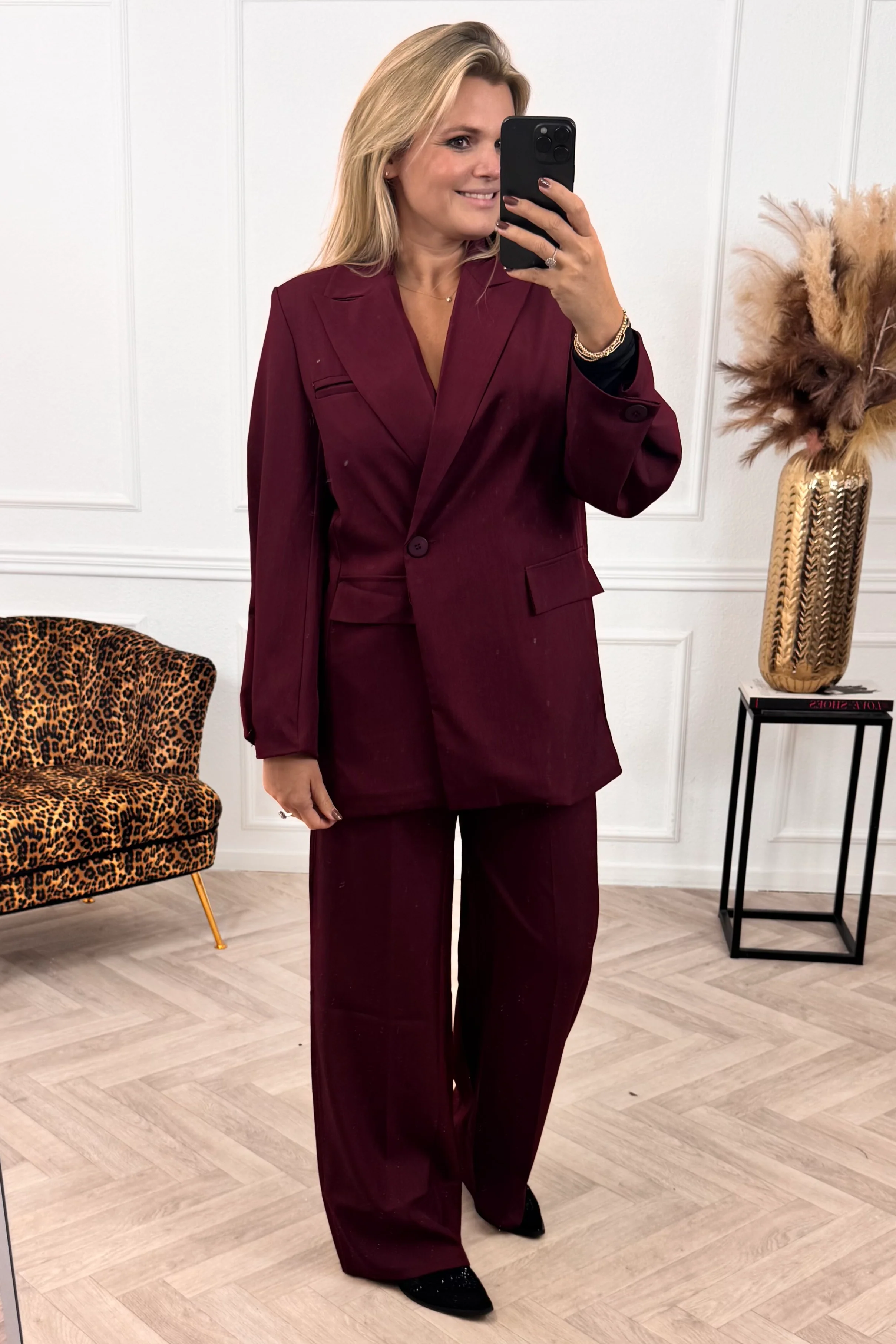 Classy Oversized Coco Blazer - Bordeaux - Image 4