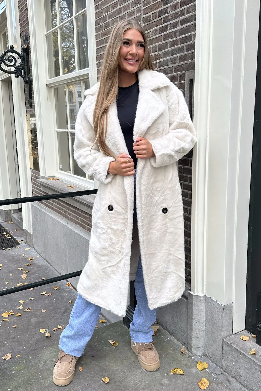 Cleo Long Soft Coat - Creme - Image 2