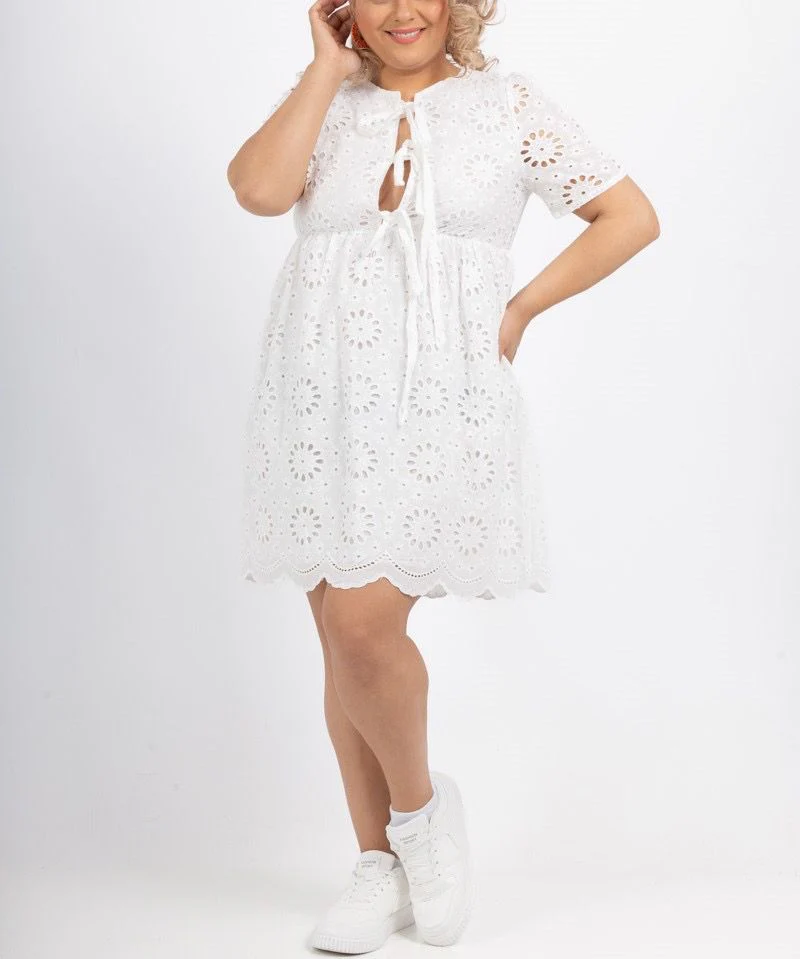 Cotton Broderie Dress - White