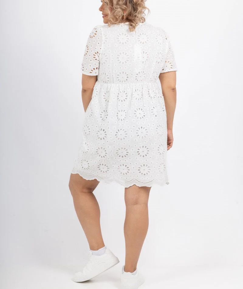 Cotton Broderie Dress - White - Image 2