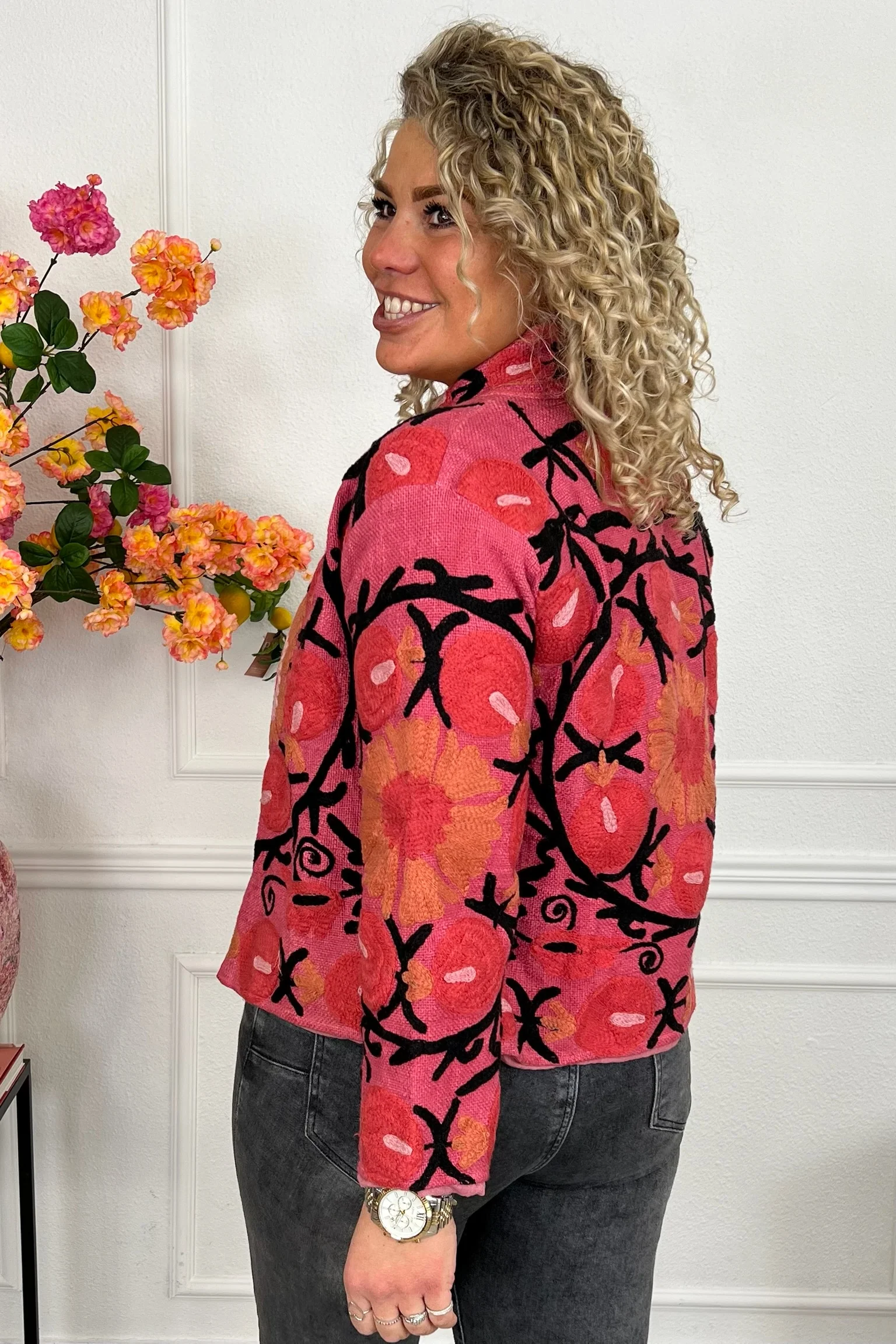 Cotton Circle Flower Jacket - Pink - Image 2