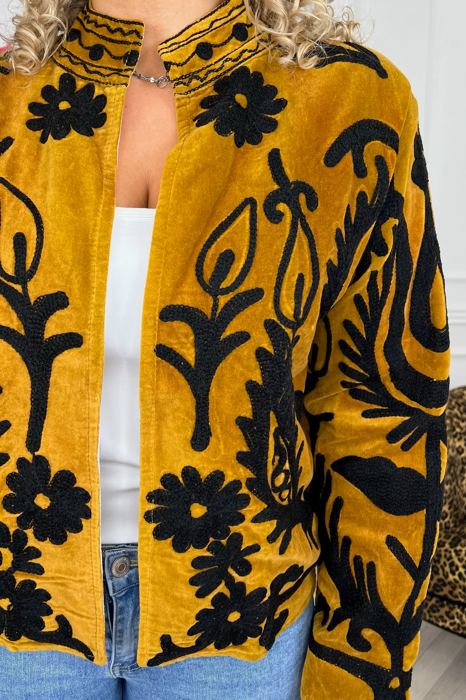 Cotton Velvet Trishul Jacket - Oker Yellow - Image 3