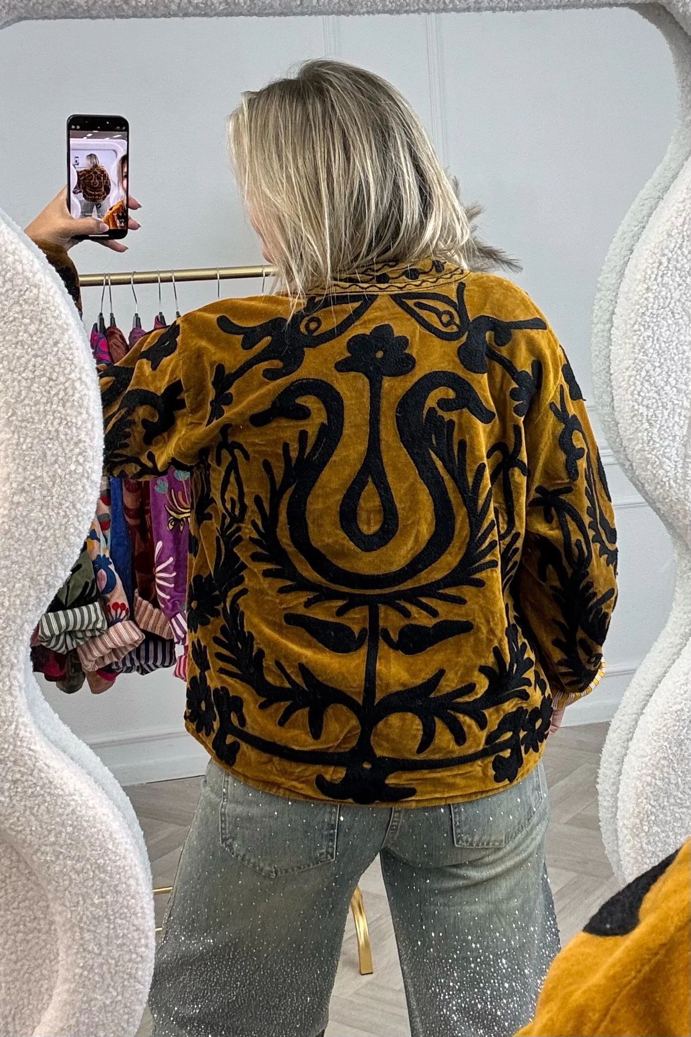Cotton Velvet Trishul Jacket - Oker Yellow - Image 6