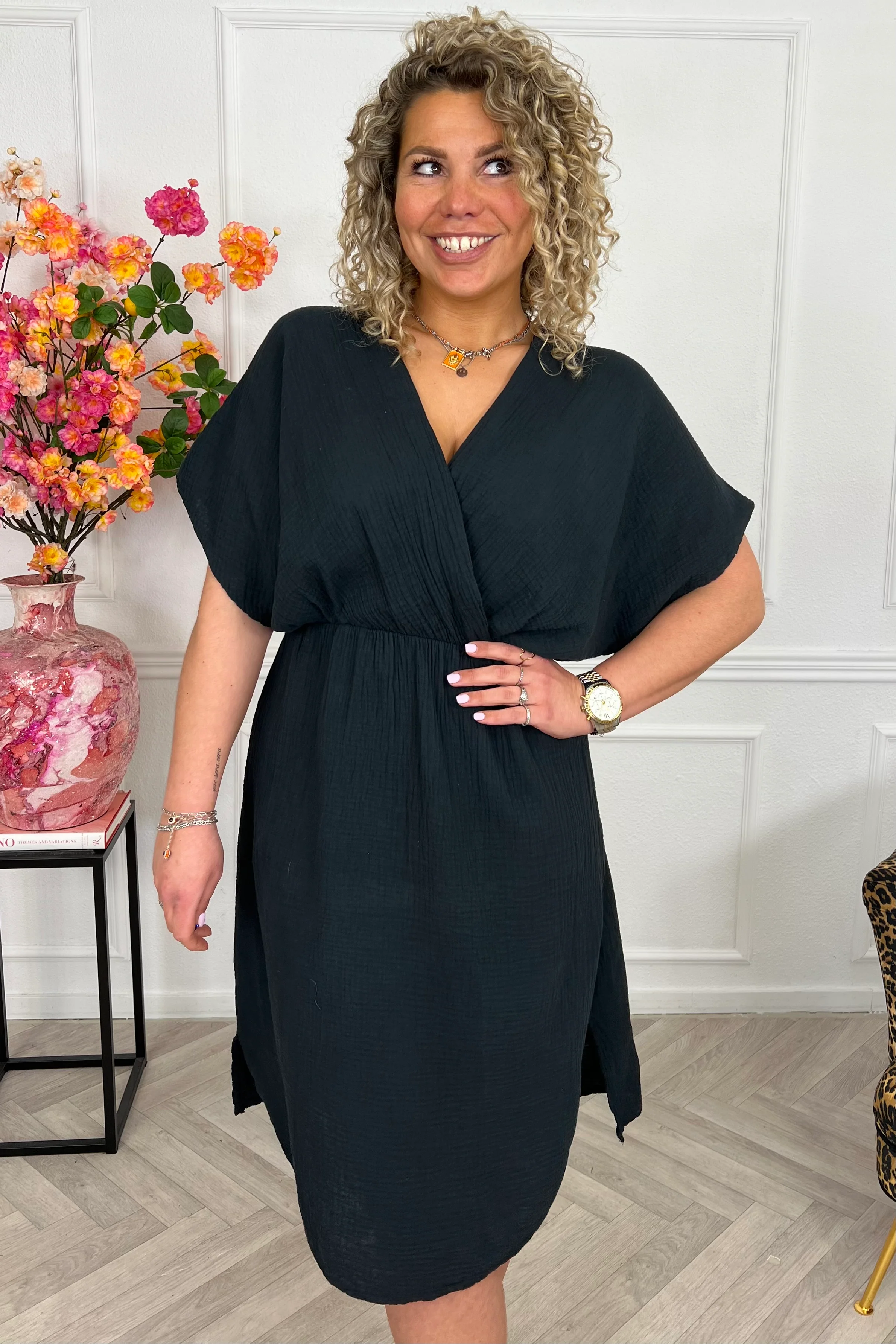 Curacao Mousseline Dress - Black