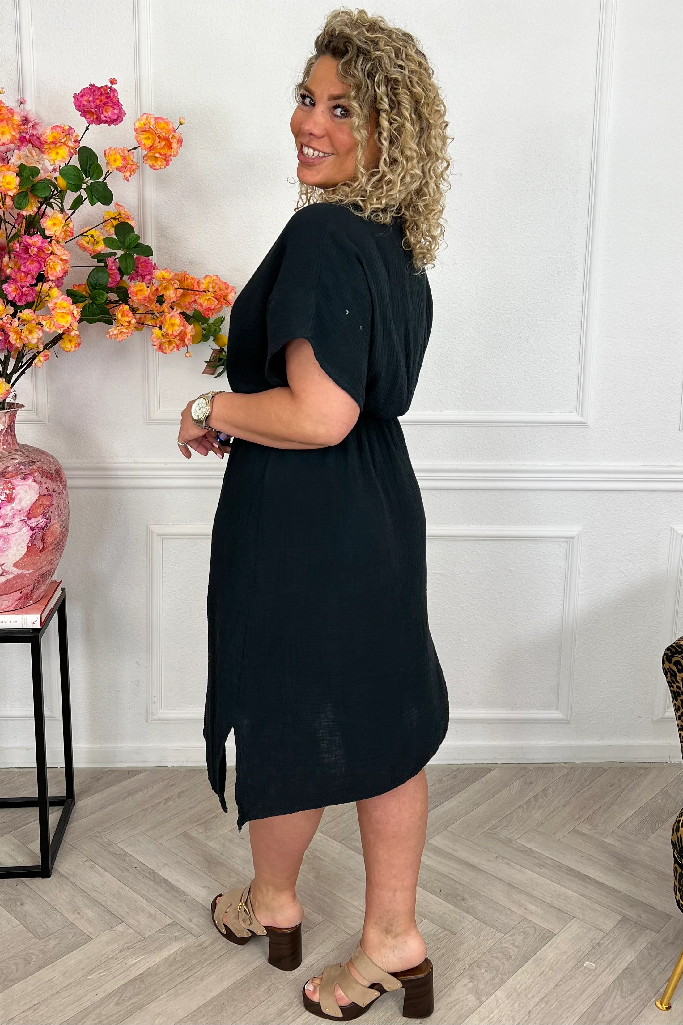 Curacao Mousseline Dress - Black - Image 4