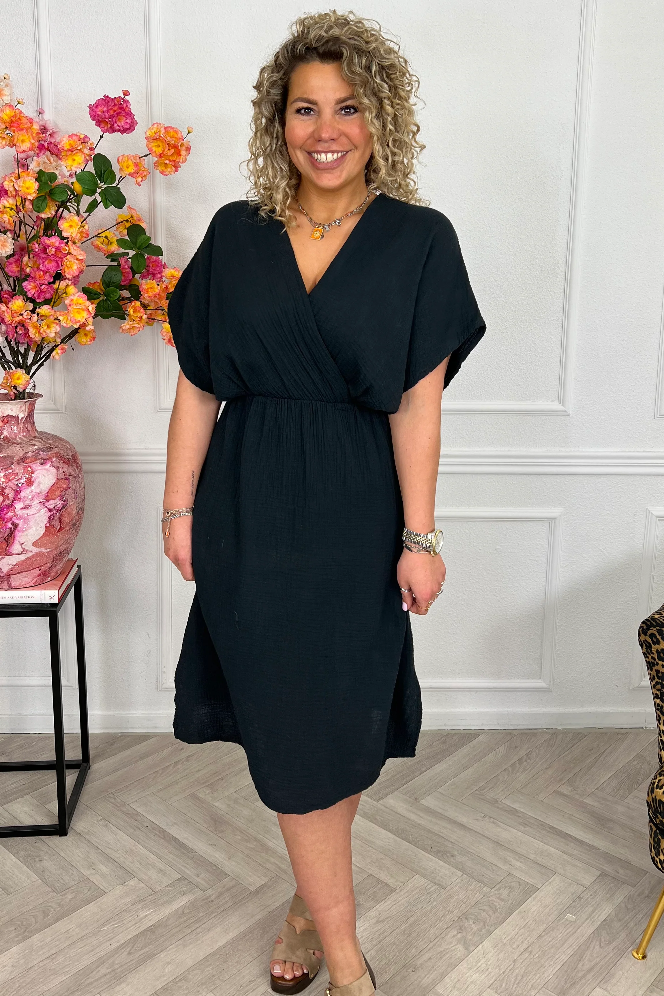 Curacao Mousseline Dress - Black - Image 5