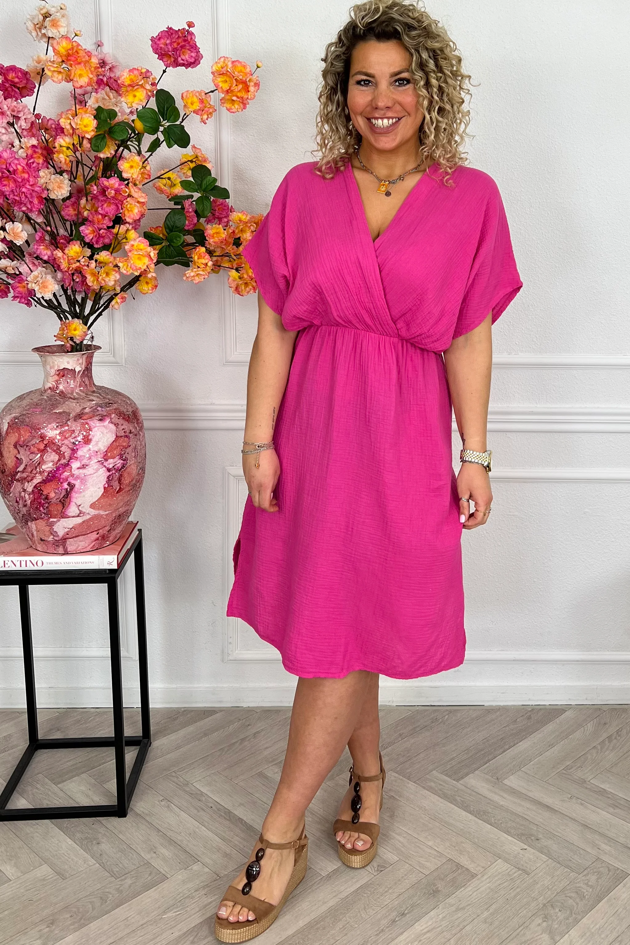 Curacao Mousseline Dress - Fuchsia