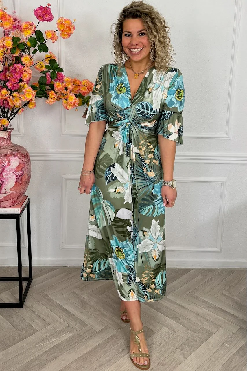 Curvy Knotted Forest Dress - Turquoise