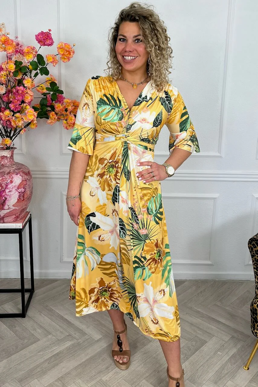 Curvy Knotted Forest Dress - Yellow - Image 2