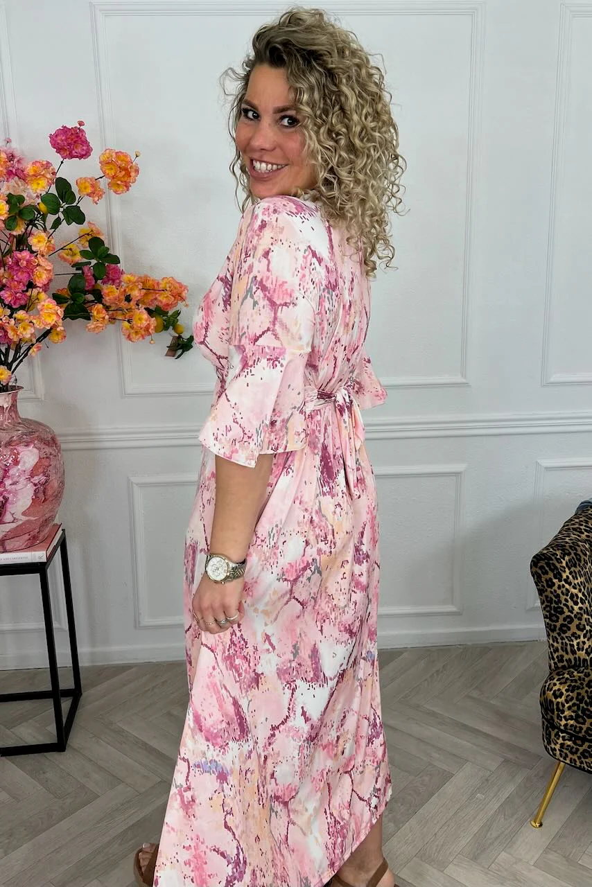 Curvy Knotted Marble Dress - Pink - Image 2
