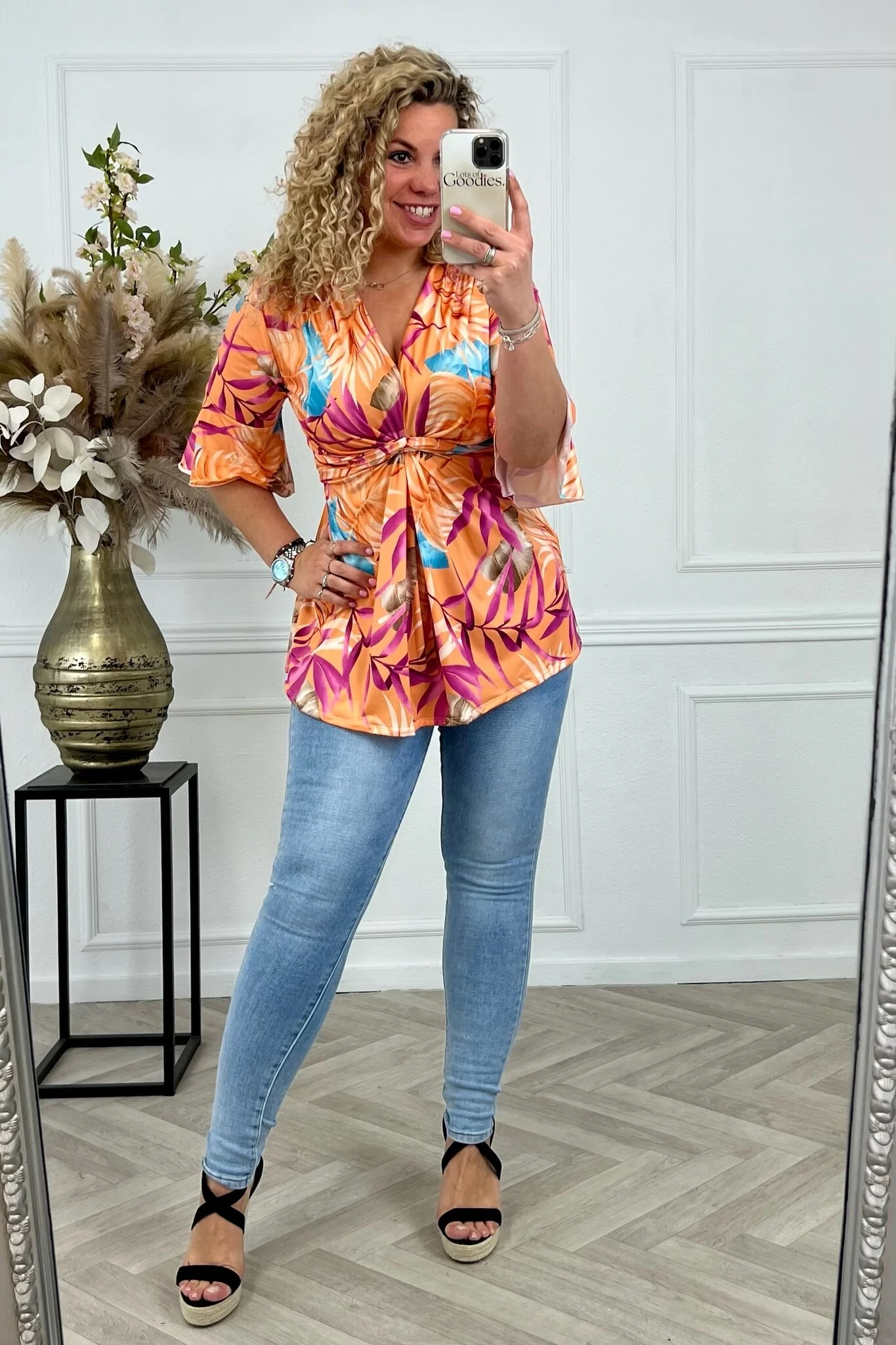 Curvy Knotted Top Palm Leaves - Orange/Pink - Image 2
