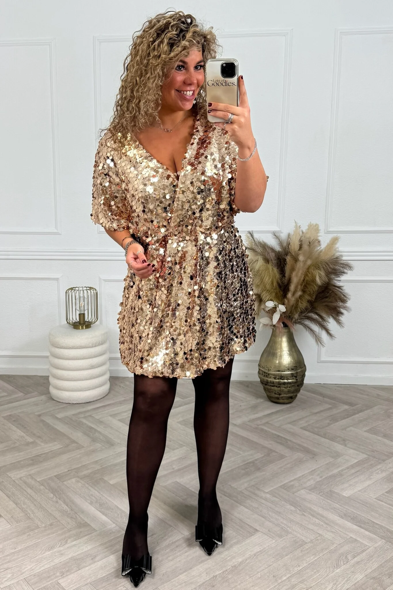 Curvy Limited Paillet Dress - Gold - Image 2