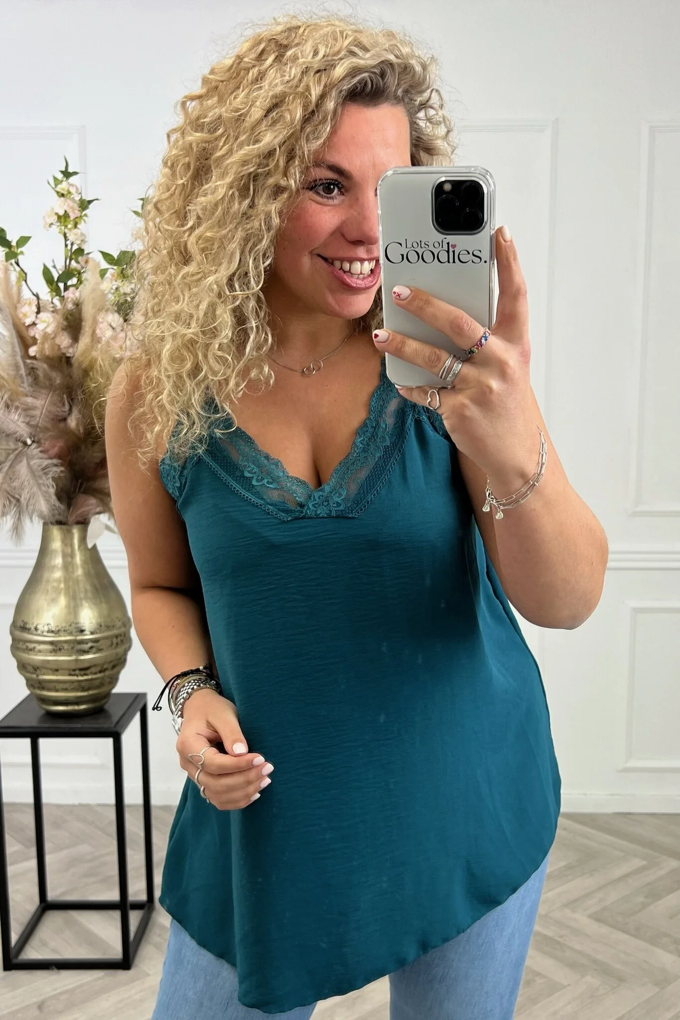 Curvy Sisi Lace Top - Petrol