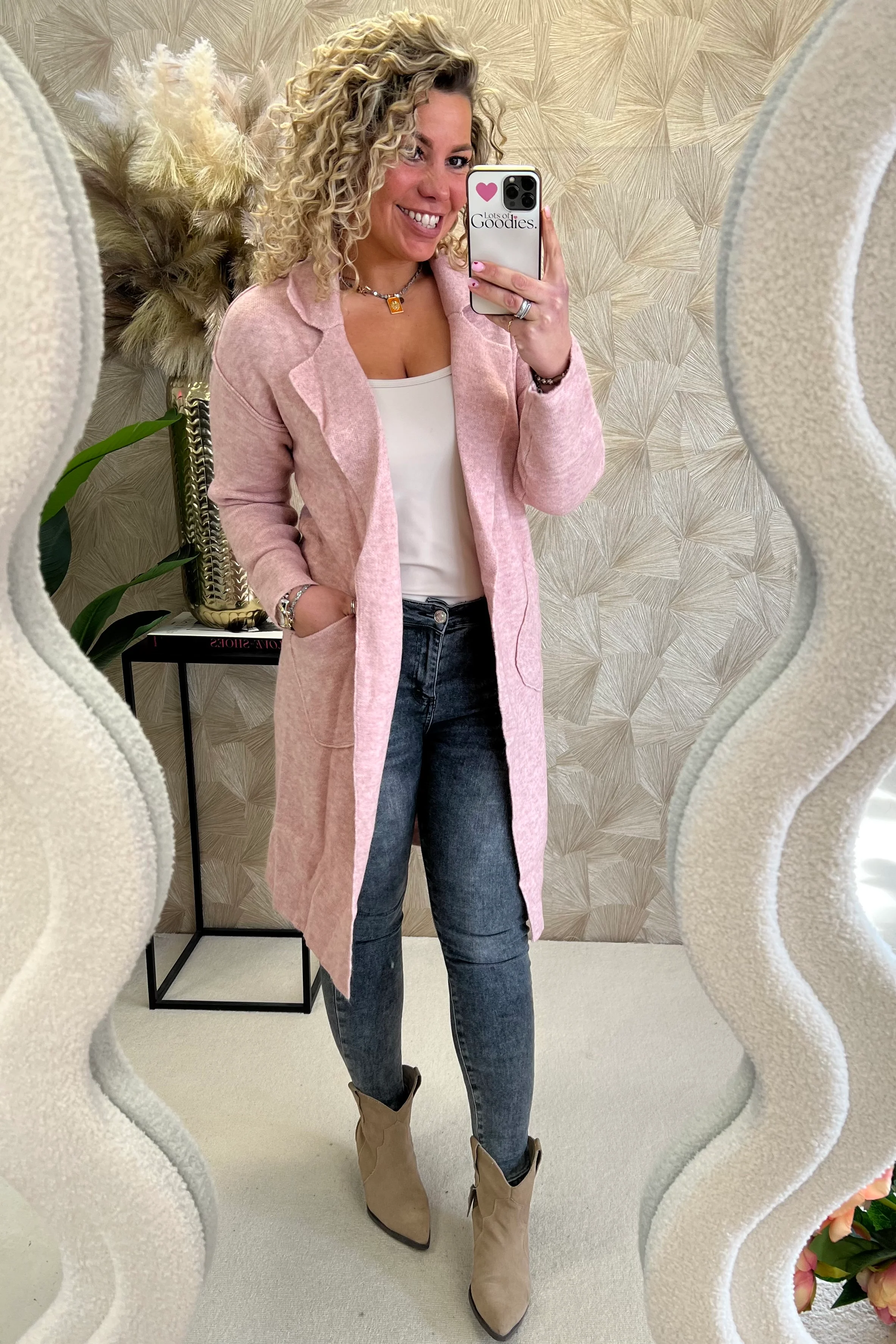 Elise Pocket Vest - Old Pink