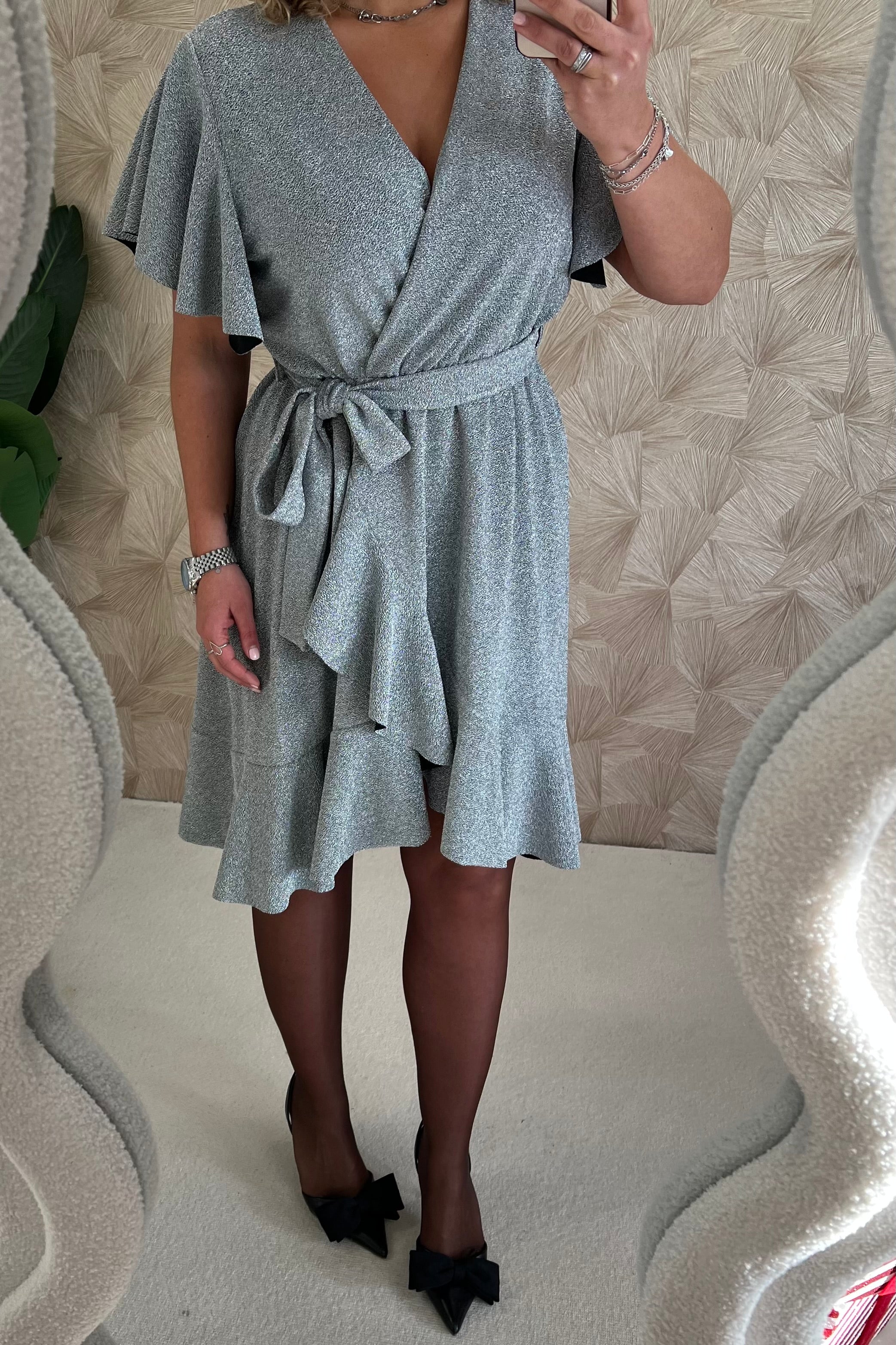 Elsa Glitter Dress - Silver - Image 4