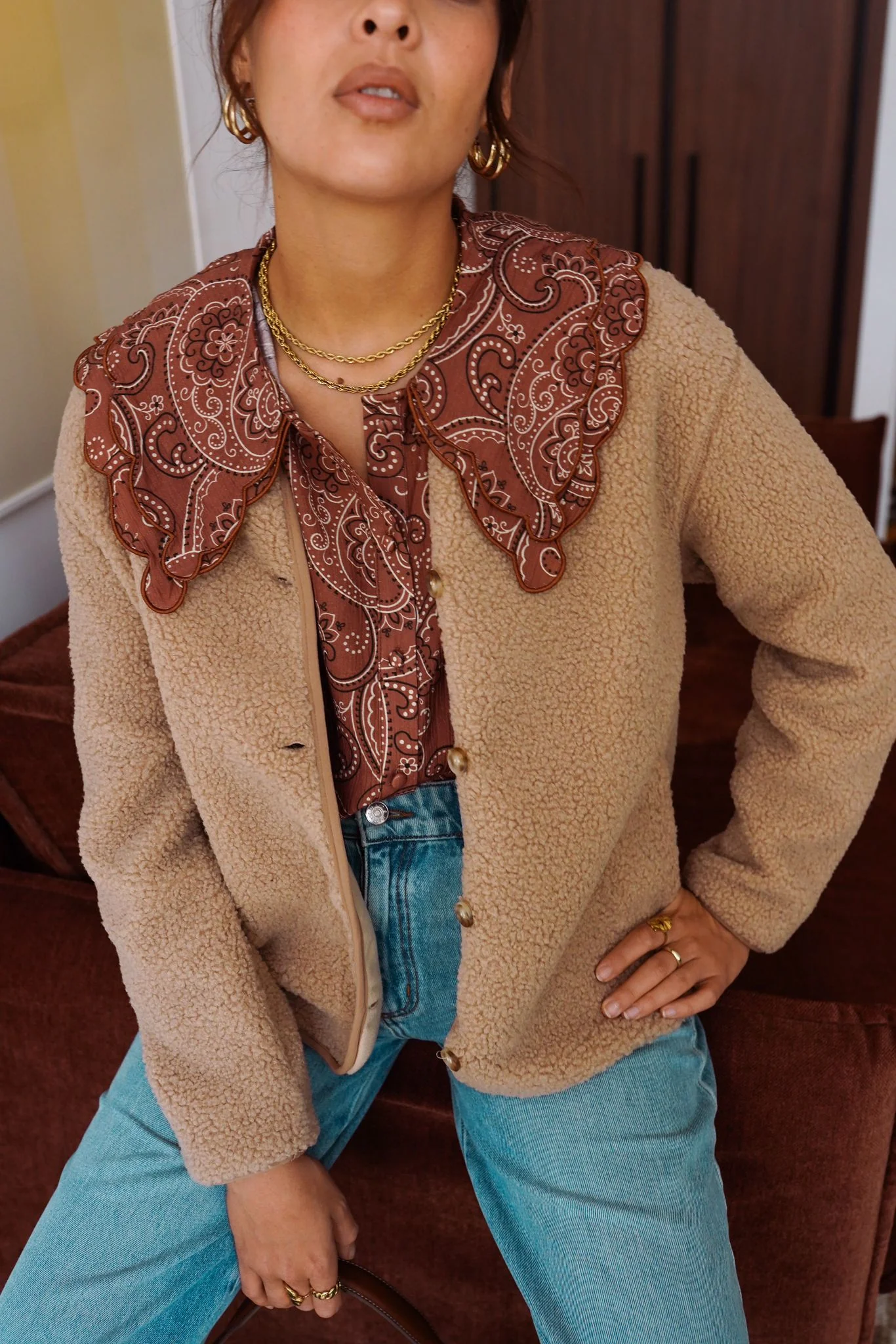 Flore Teddy Jacket - Camel - Image 2