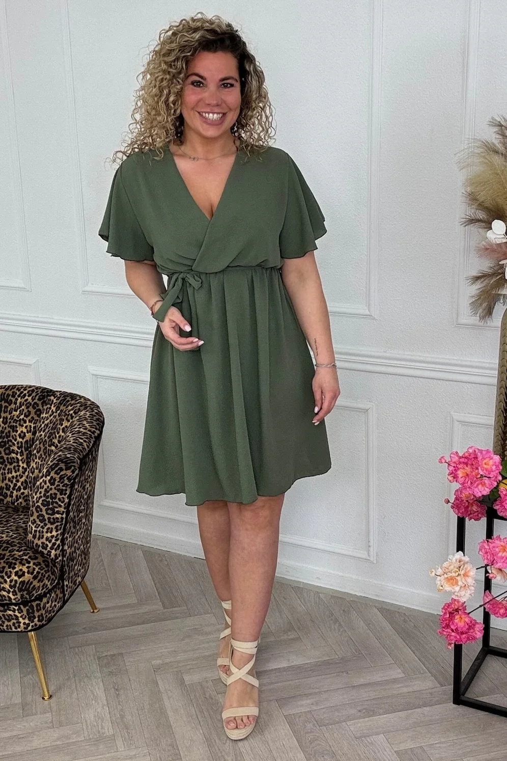 Florence Strik Dress - Armygreen