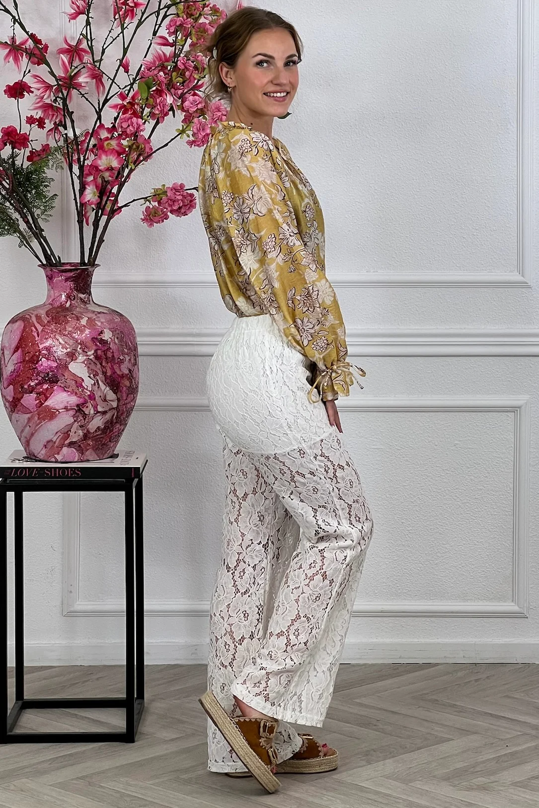 Flower Lace Pants - Ecru - Image 2