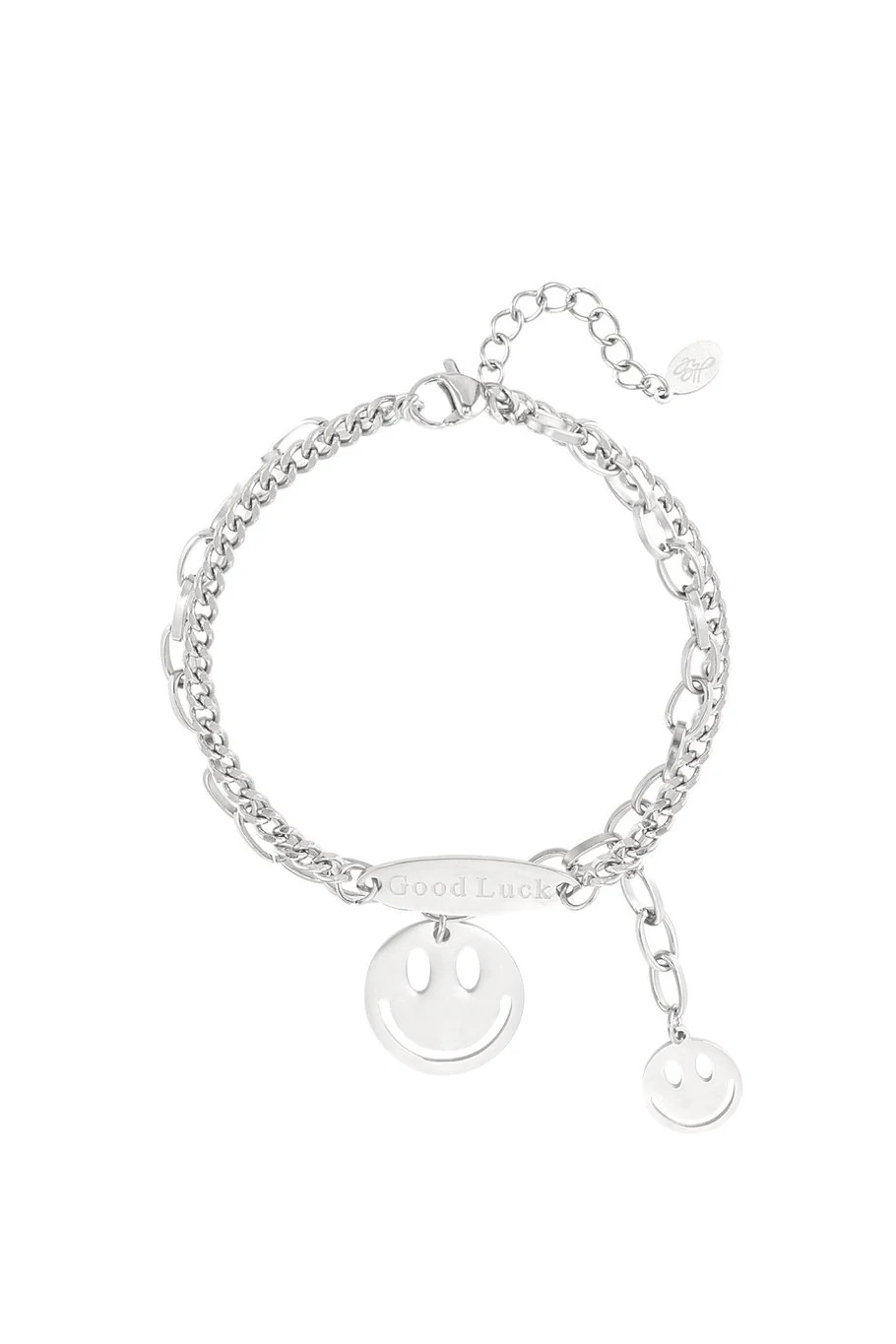 Good Luck Smiley Bracelet - Silver