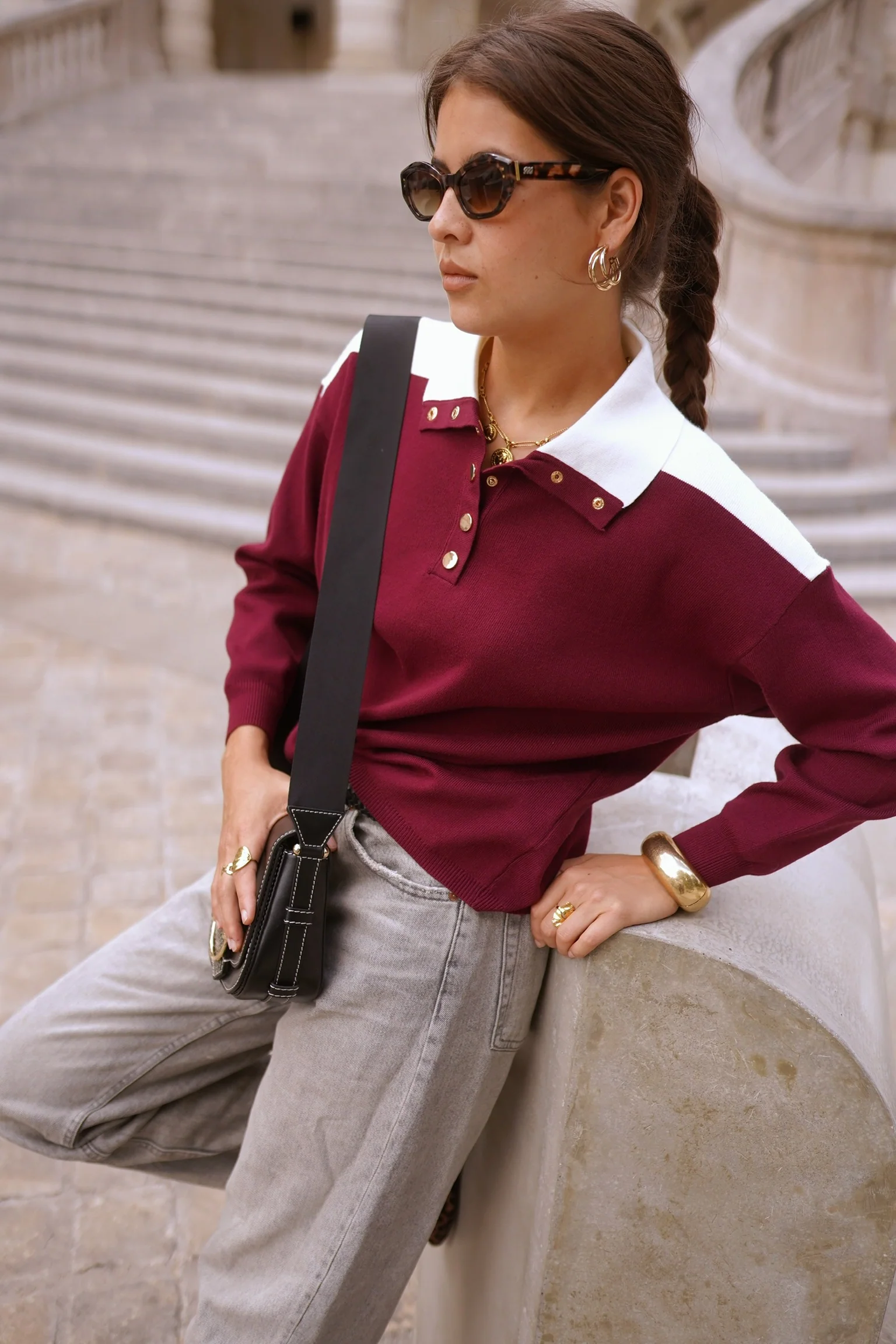 Isabella Bellissima Sweater - Bordeaux/White - Image 2