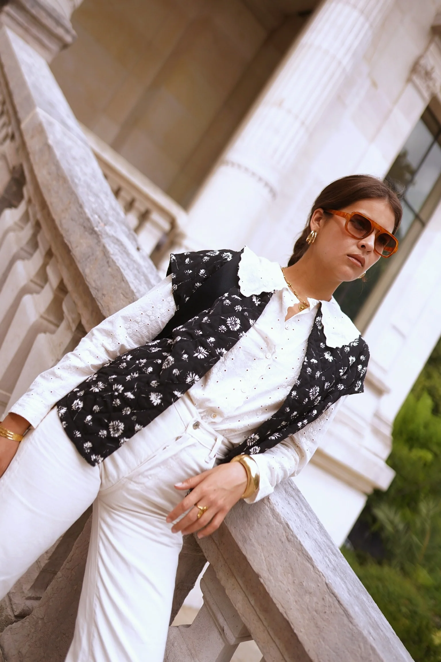 Lucia Broderie Collar Blouse - Beige - Image 2