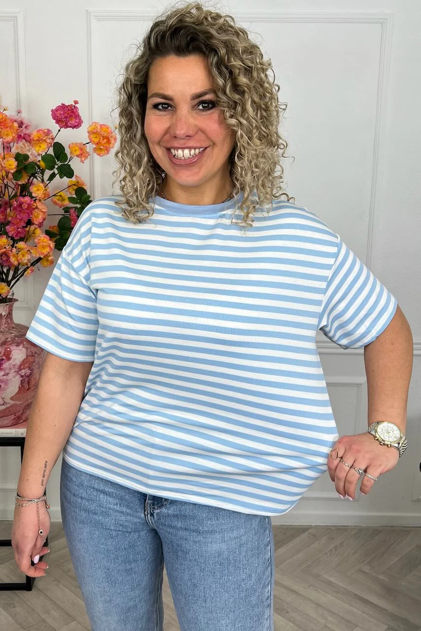 Musthave Short Sleeve Striped Shirt - Light Blue/White - Image 2