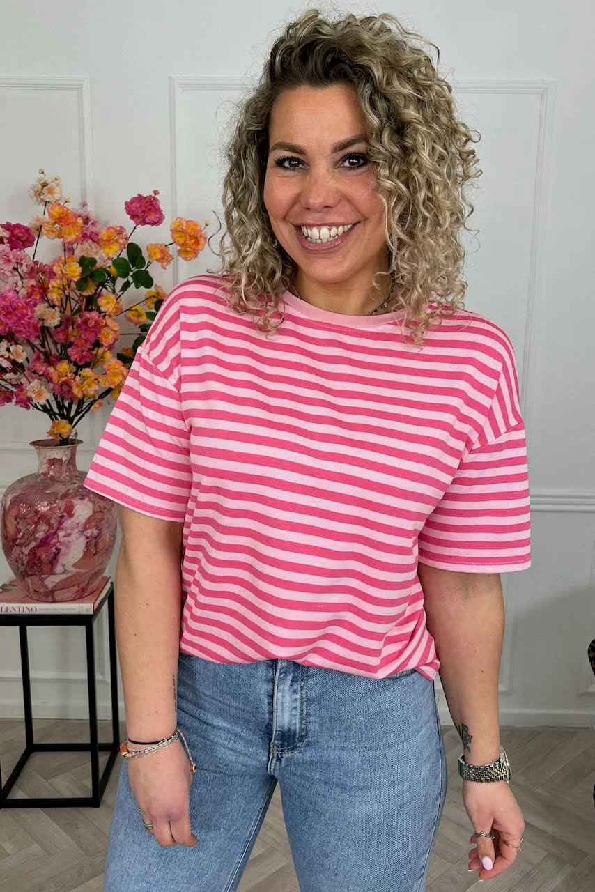 Musthave Short Sleeve Striped Shirt - Light Pink/Pink - Image 4