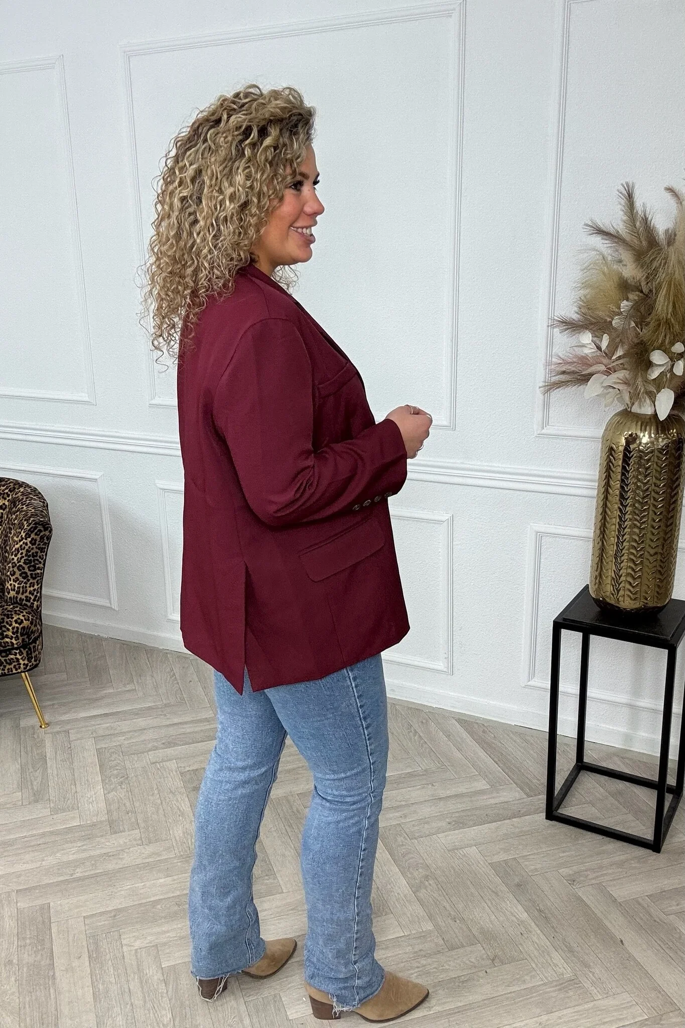 Nomi Oversized Blazer - Burgundy - Image 3