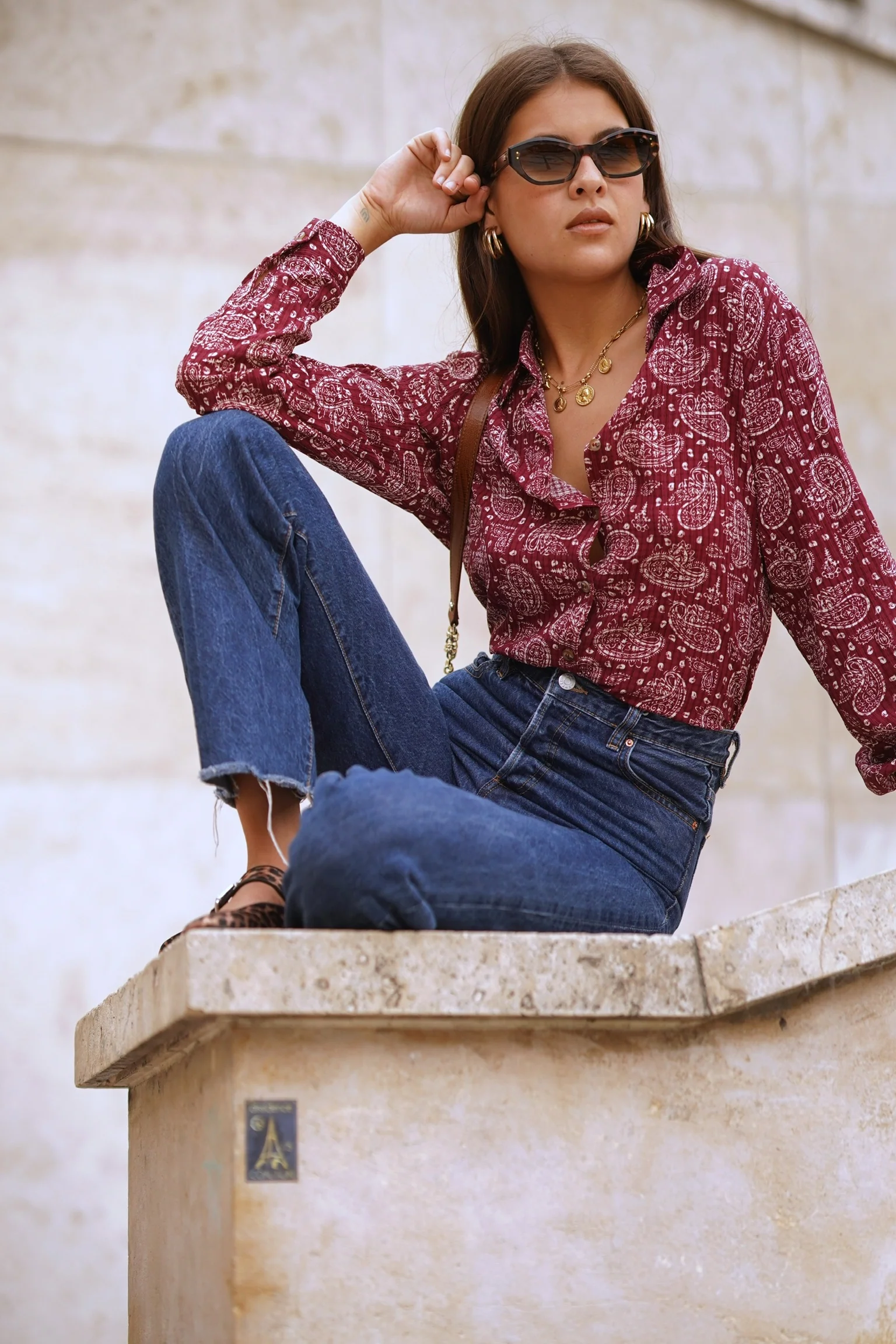 Patrizia Paisley Blouse - Bordeaux - Image 2