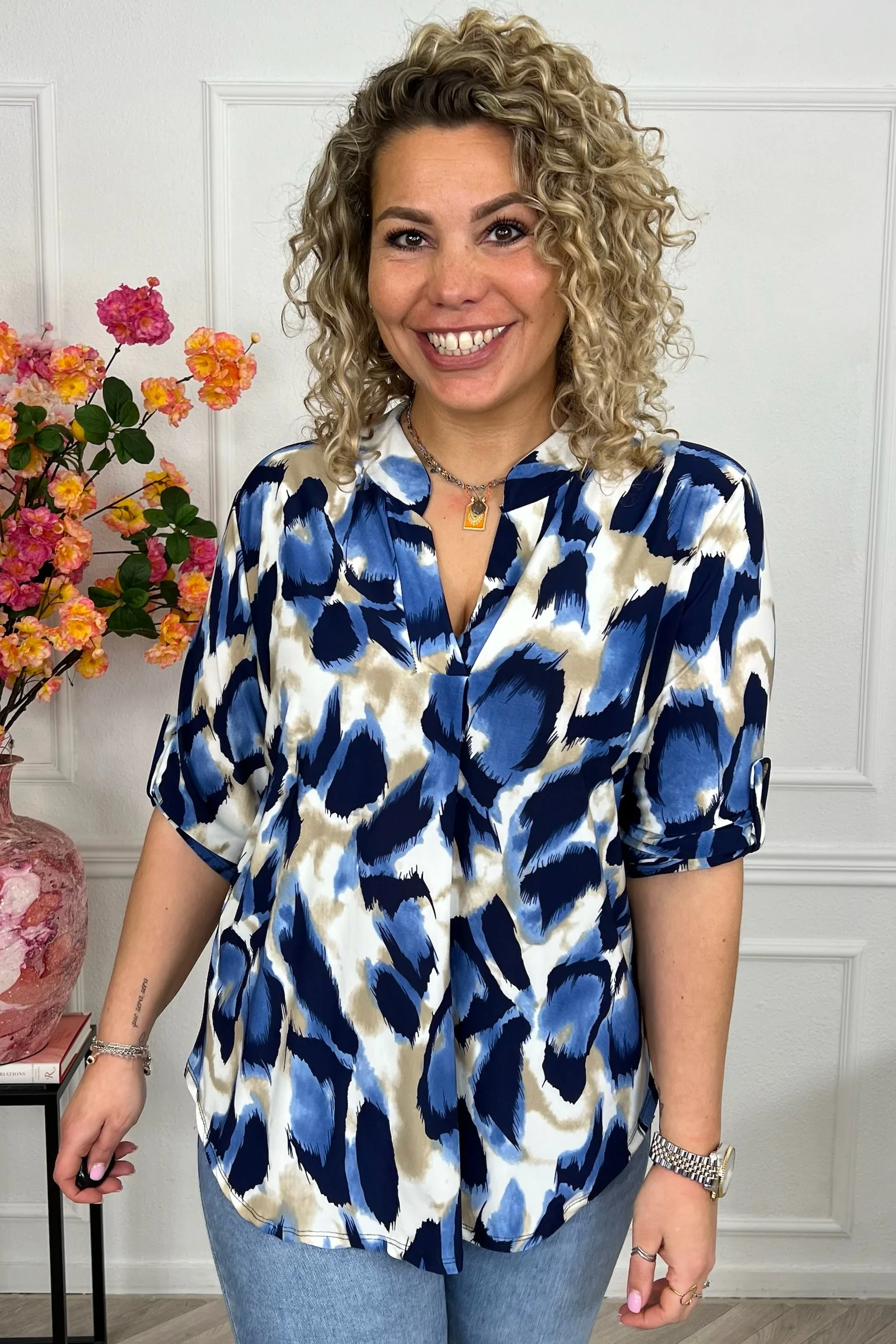 Perfect Basic Animal Blouse - Blue