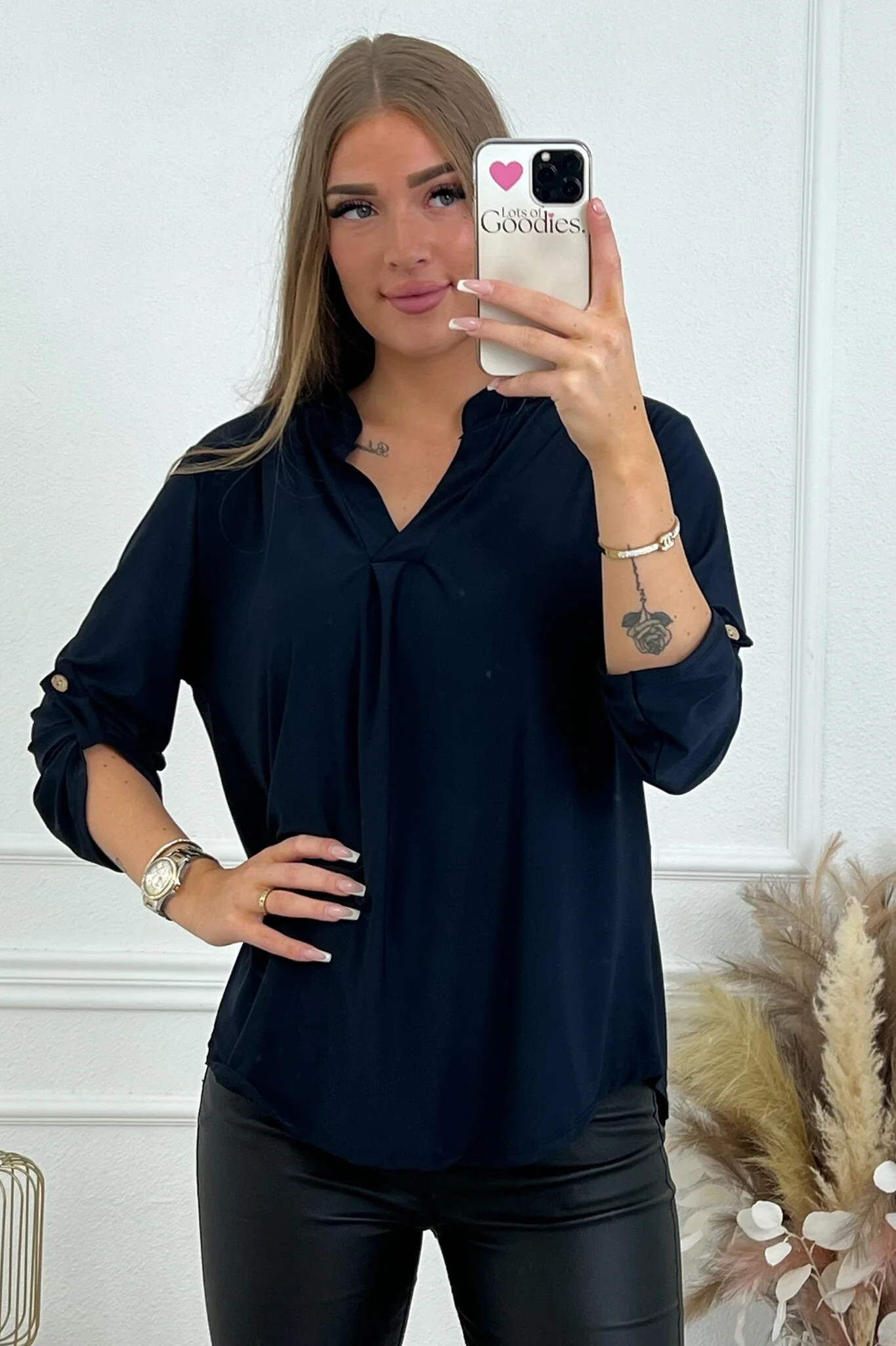 Perfect Basic Blouse - Navy - Image 3