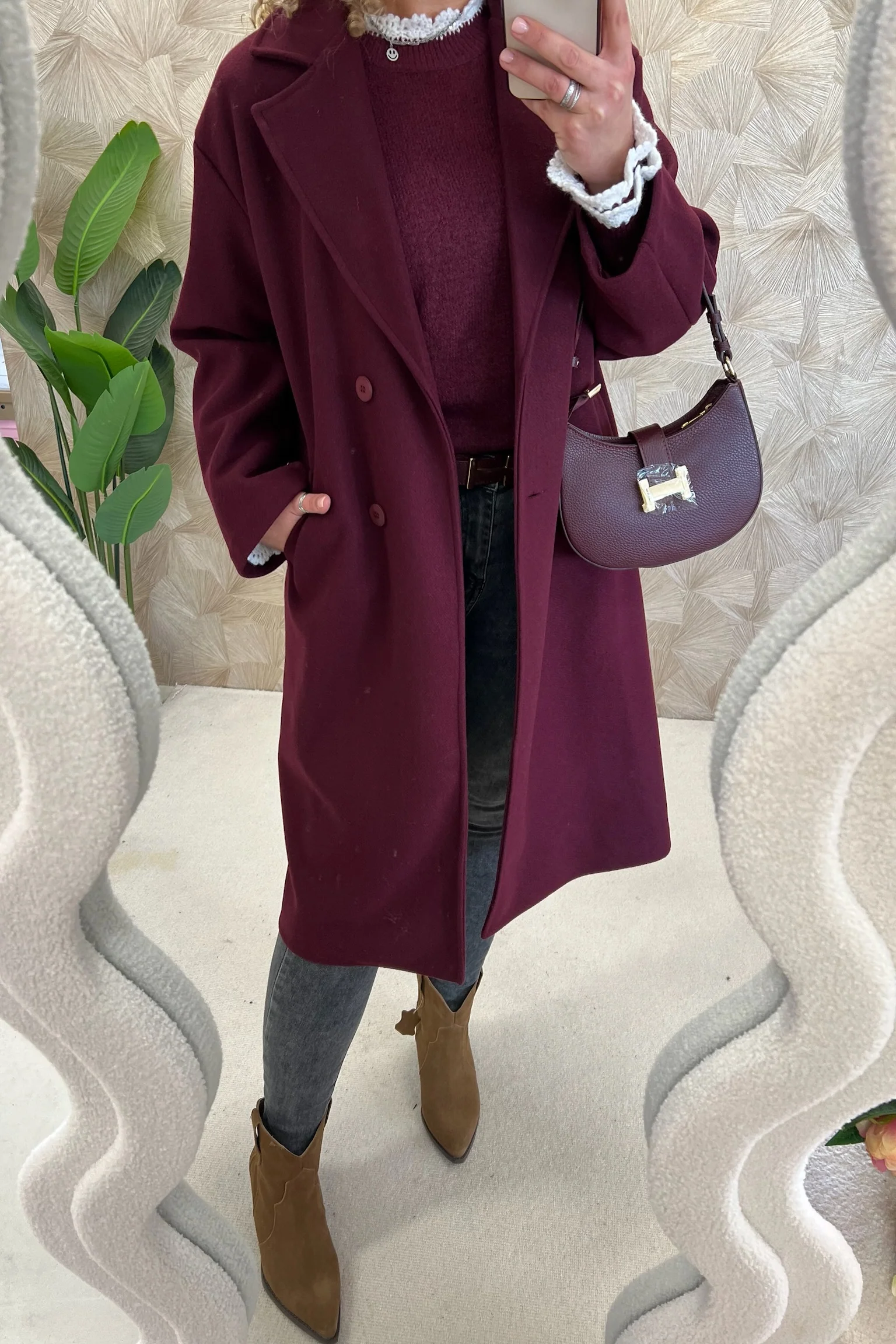 Perfect Basic Coat - Bordeaux - Image 4