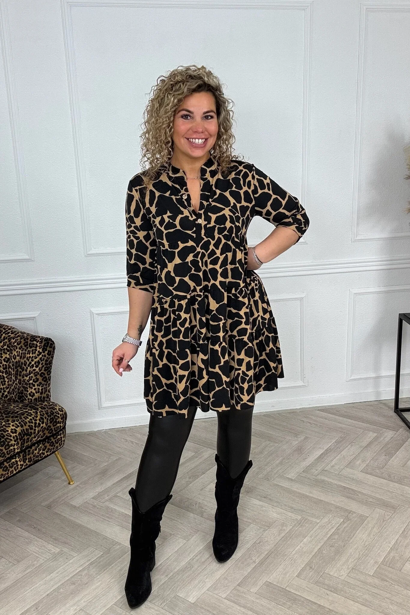 Perfect Basic Giraffe Dress - Camel