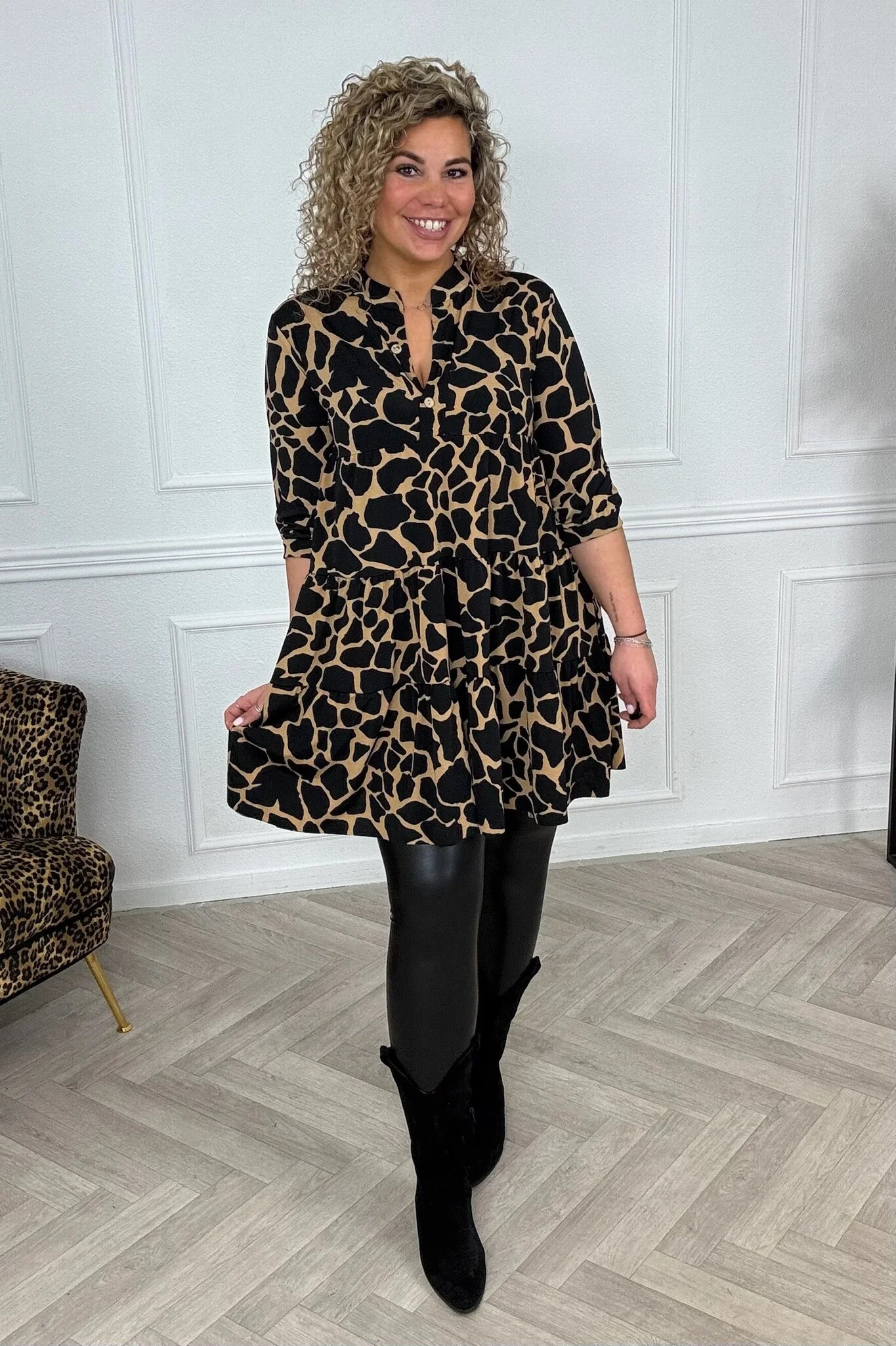 Perfect Basic Giraffe Dress - Camel - Image 3
