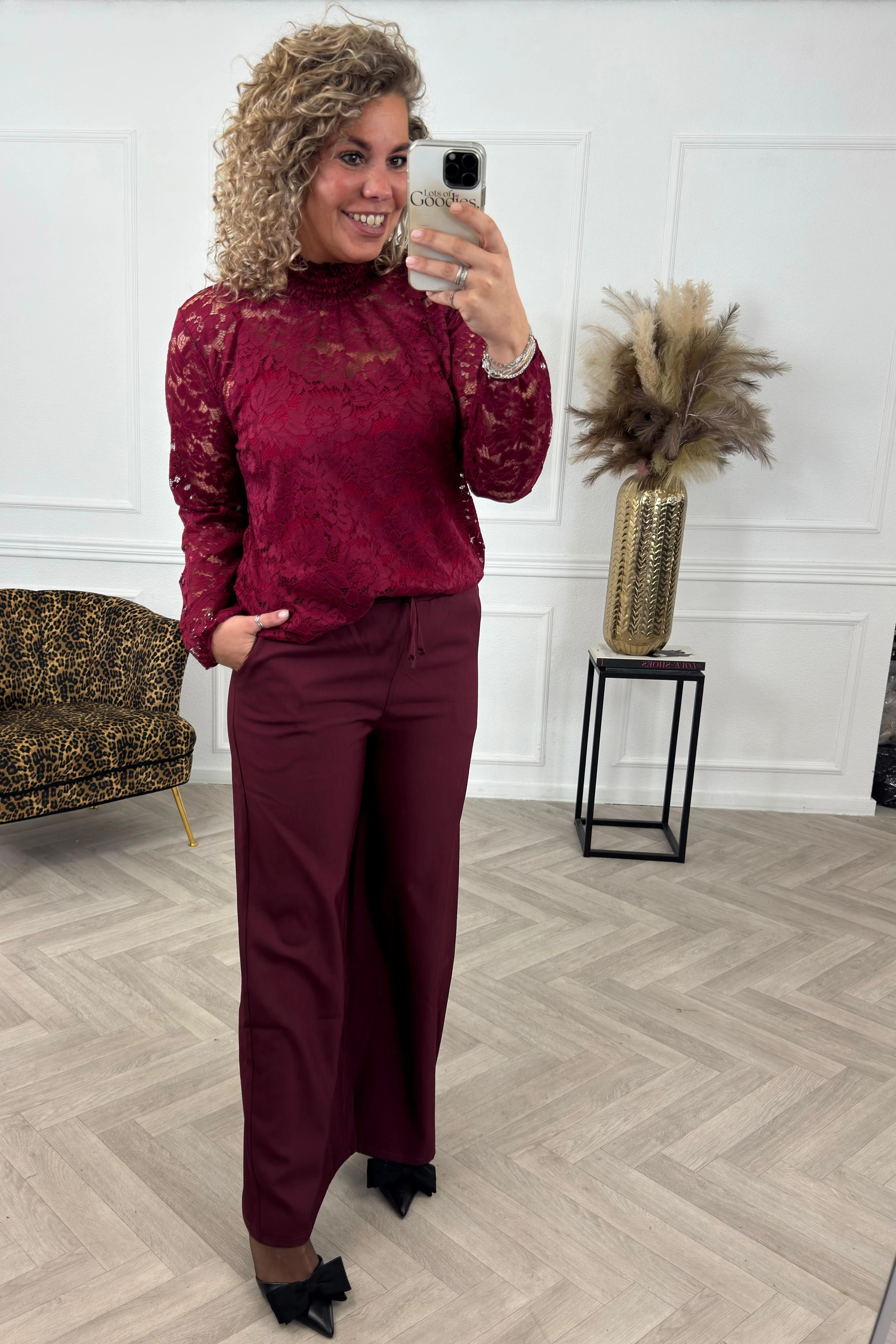 Perfect Lace Coll Top - Bordeaux