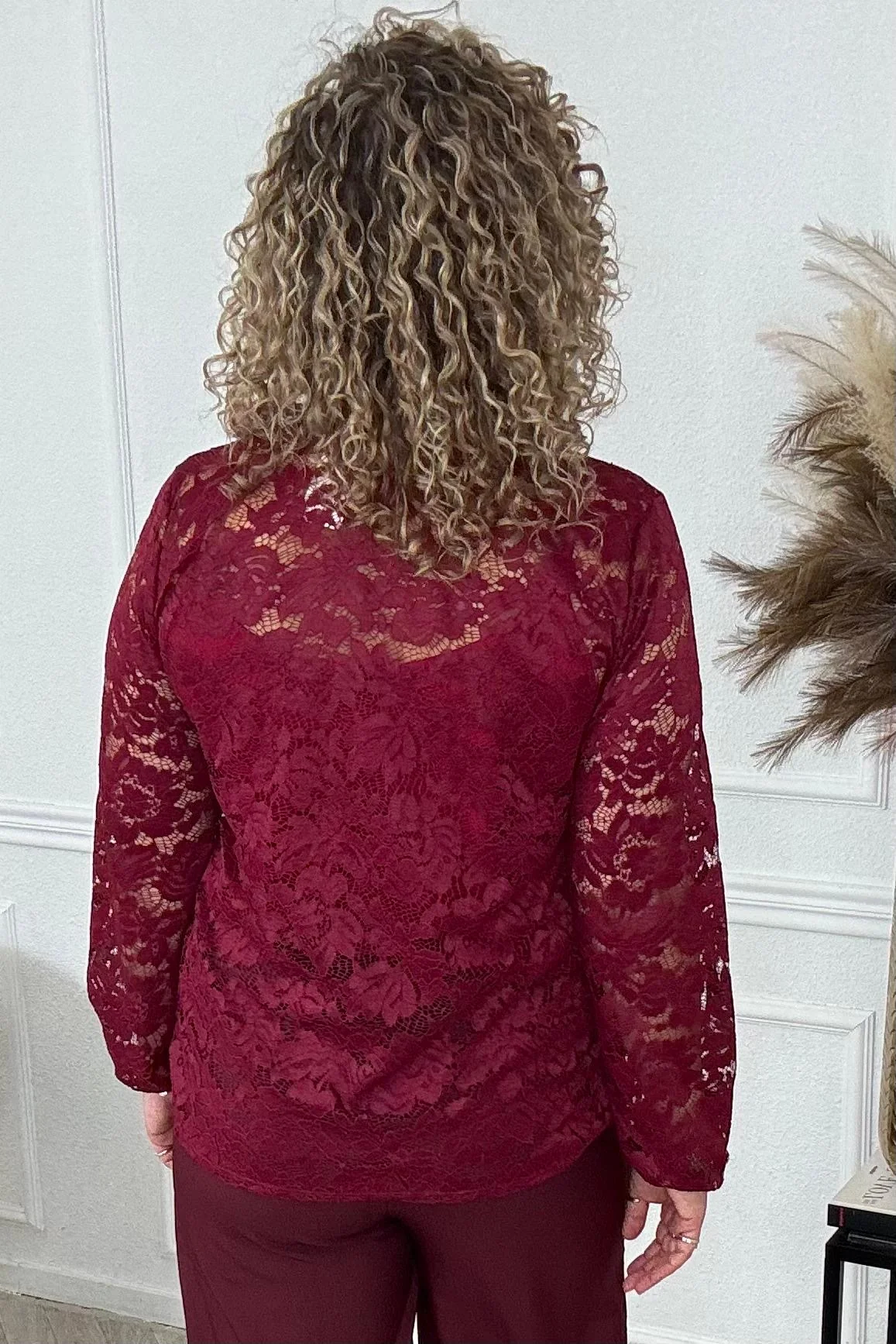 Perfect Lace Coll Top - Bordeaux - Image 2