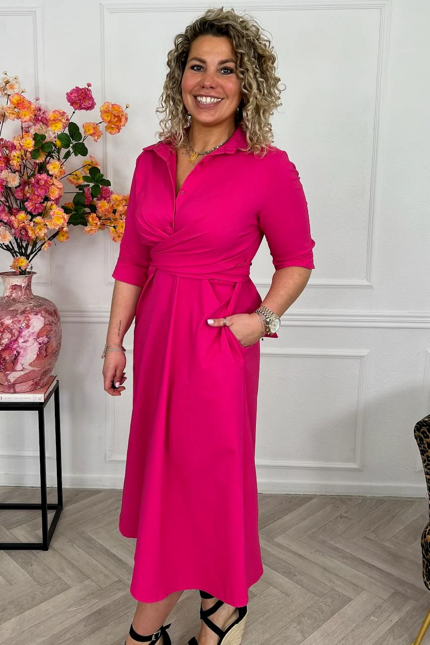 Perfect Travel Strik Dress - Fuchsia