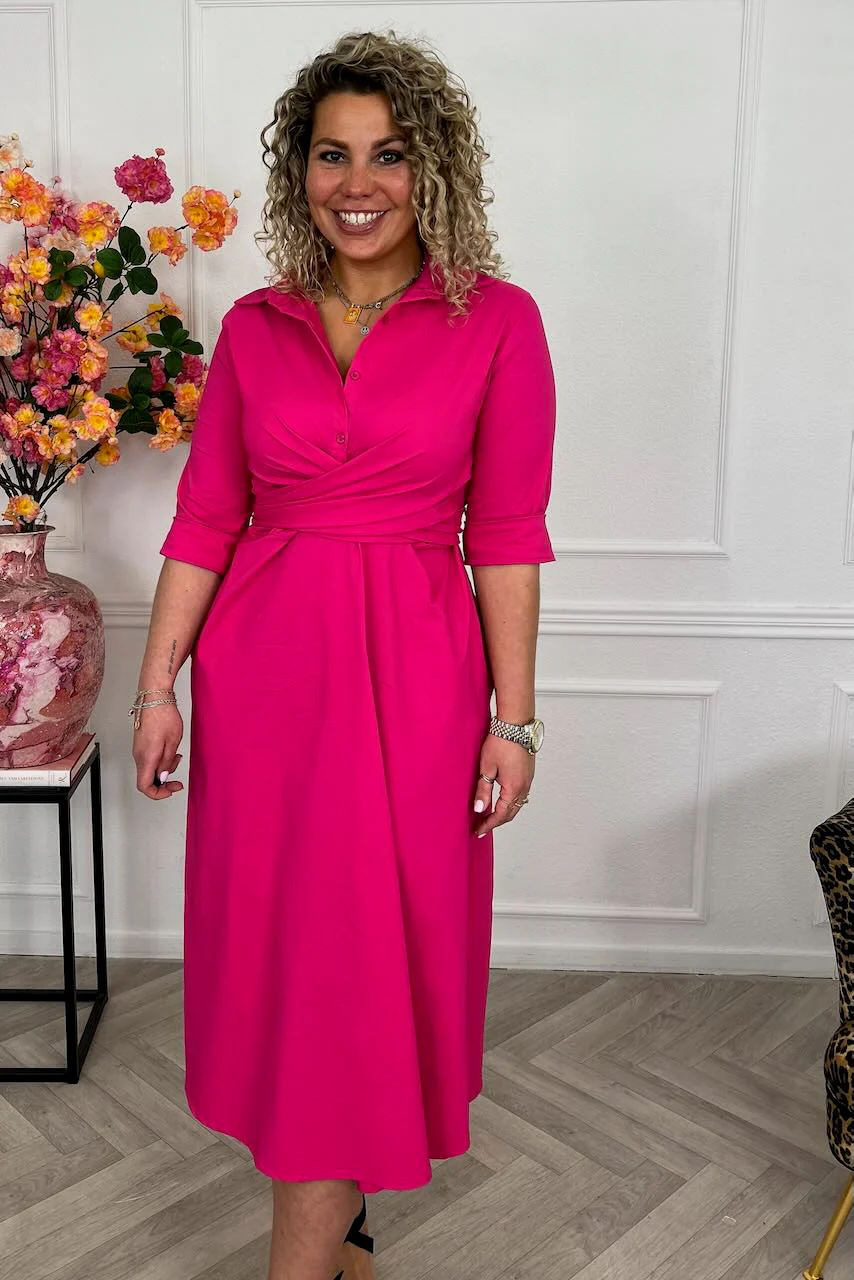 Perfect Travel Strik Dress - Fuchsia - Image 6