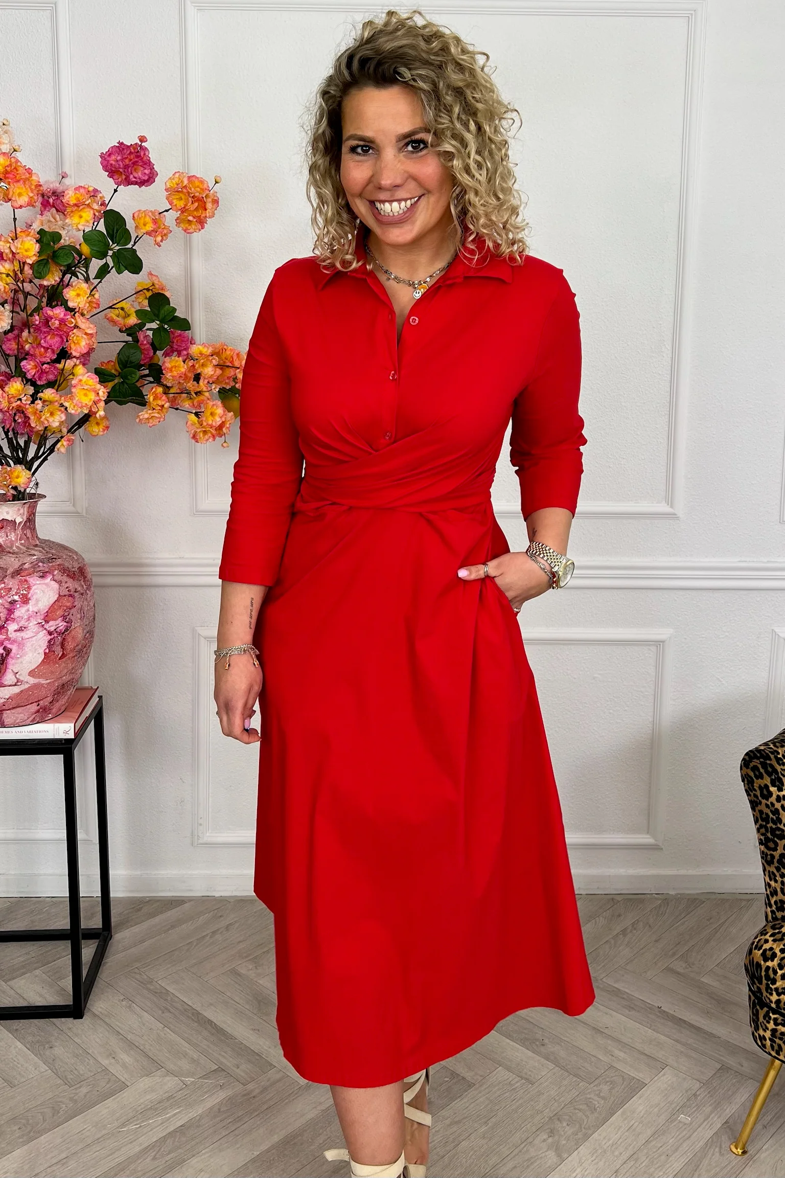 Perfect Travel Strik Dress - Red