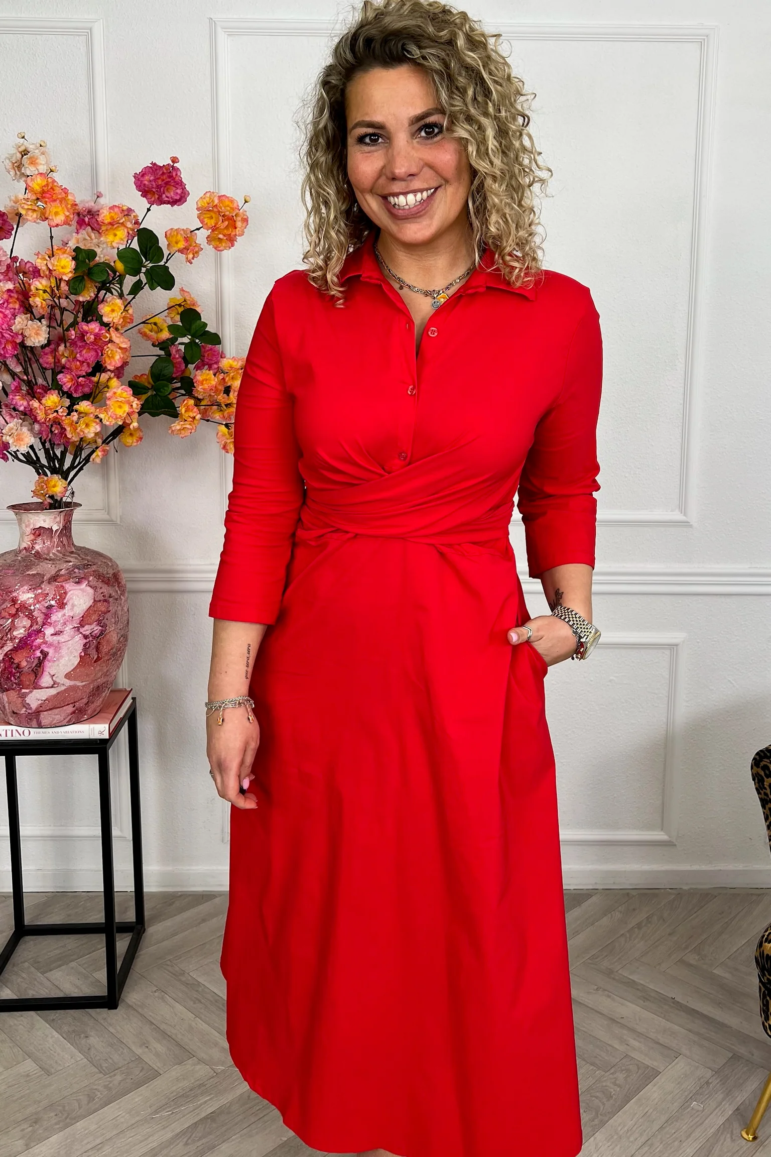 Perfect Travel Strik Dress - Red - Image 2