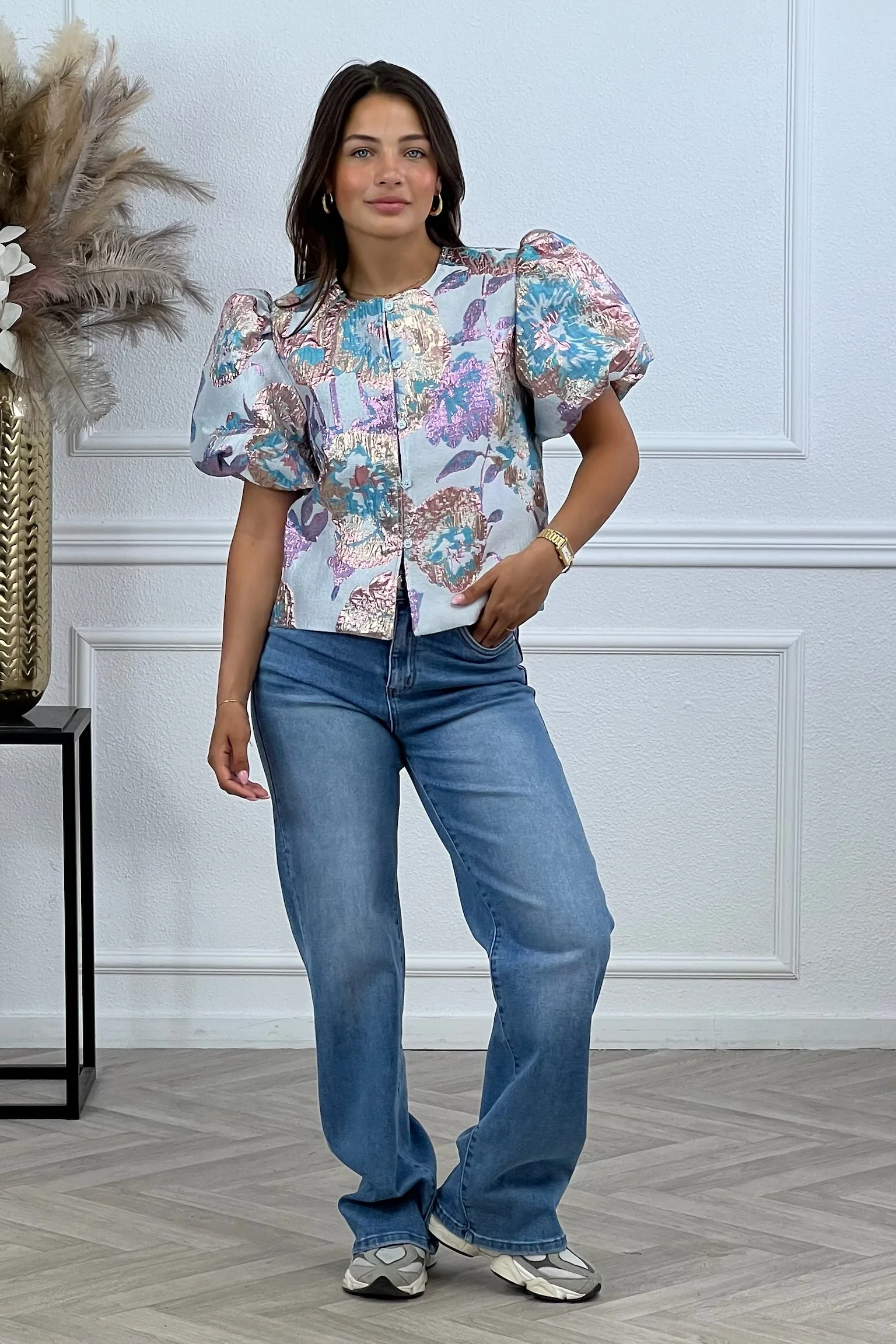 Romy Flower Blouse - Blue