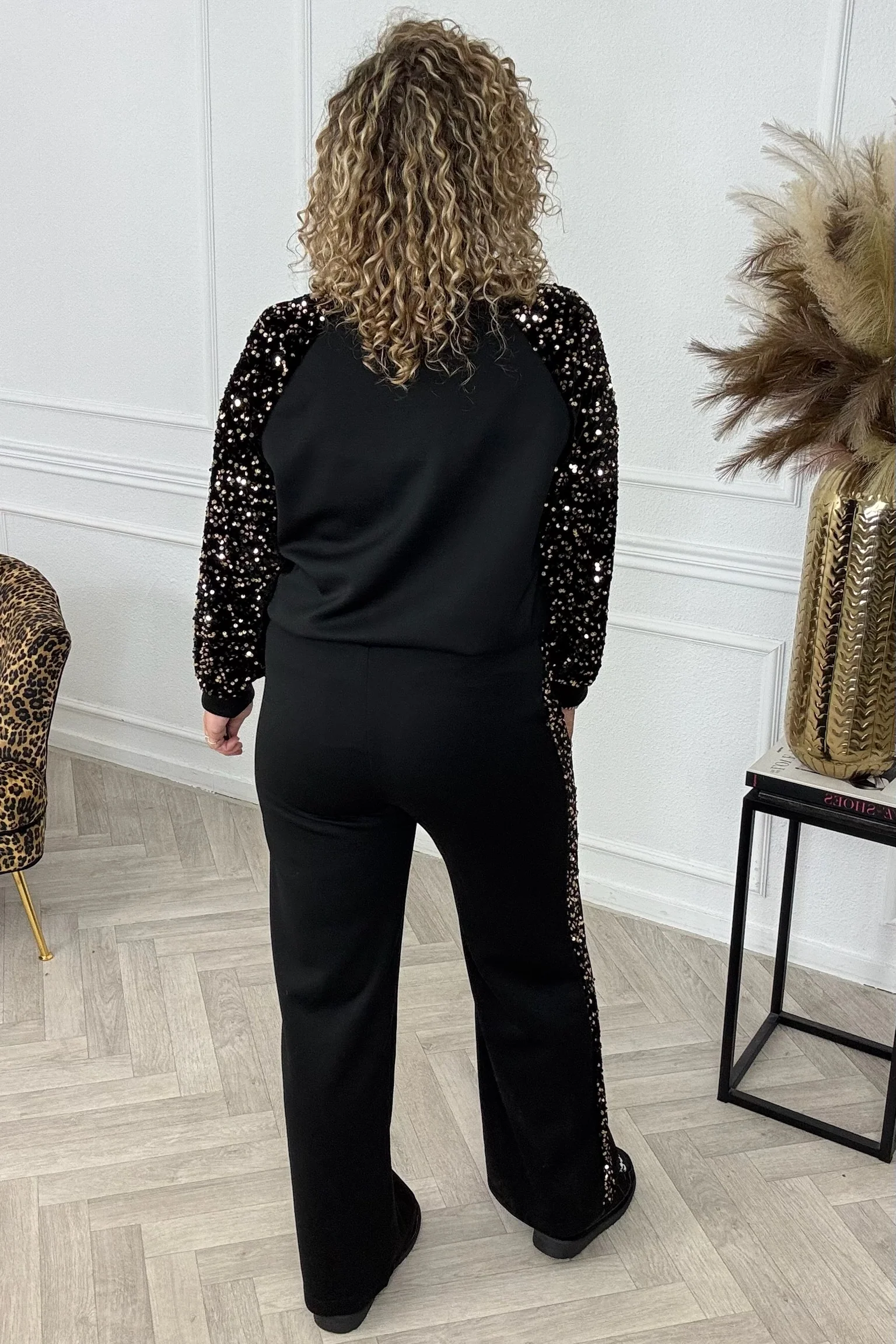 Sequin Striped Set - Black/Gold - Image 2
