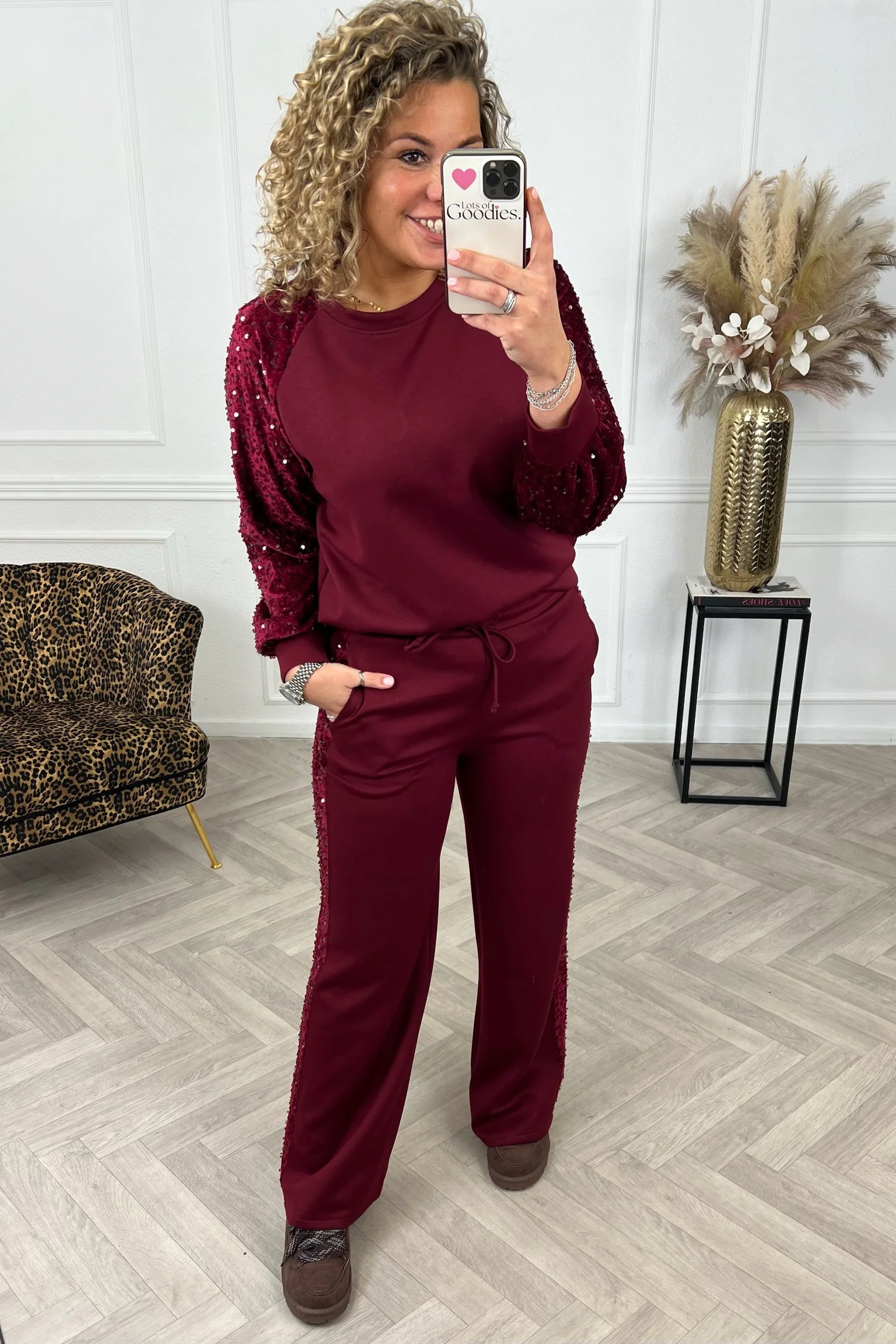 Sequin Striped Set - Bordeaux