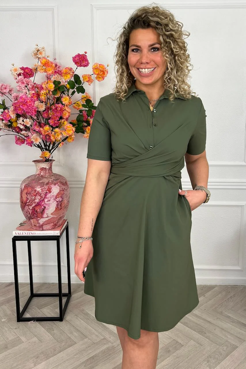 Short Perfect Travel Strik Dress - Armygreen