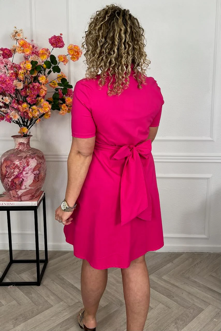Short Perfect Travel Strik Dress - Fuchsia - Image 3