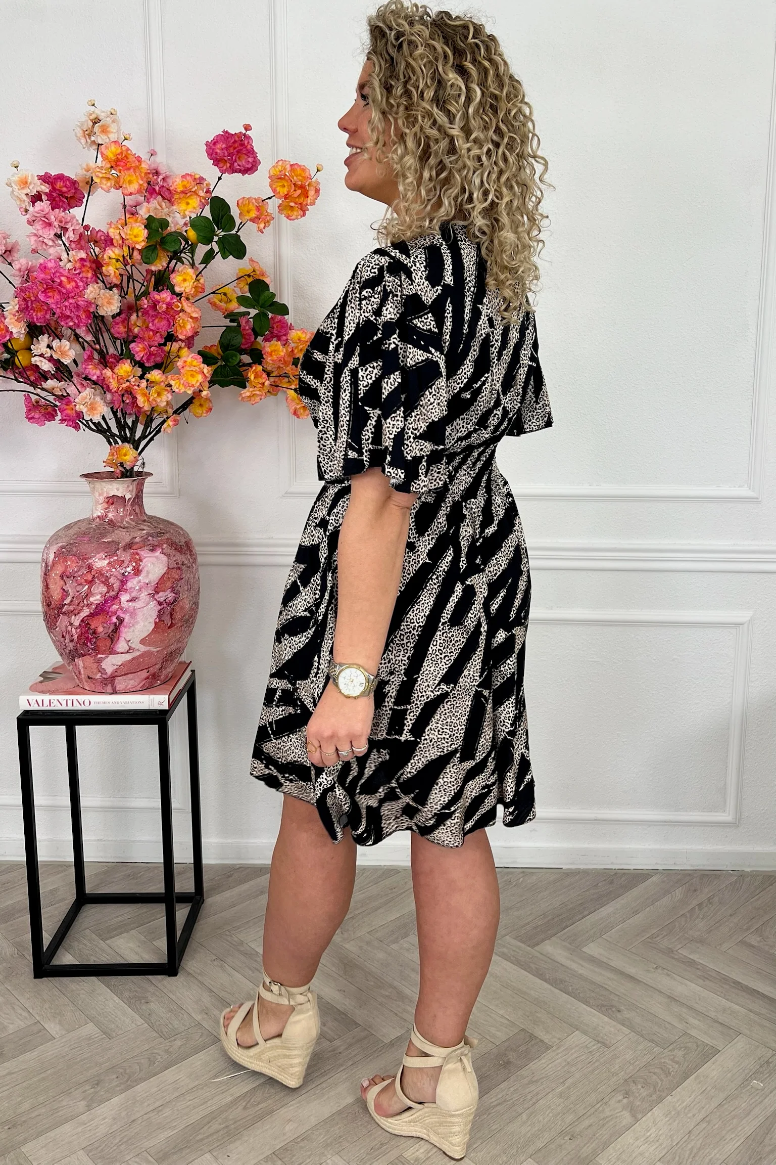 Sicilia Summer Print Dress - Black/Leopard - Image 2